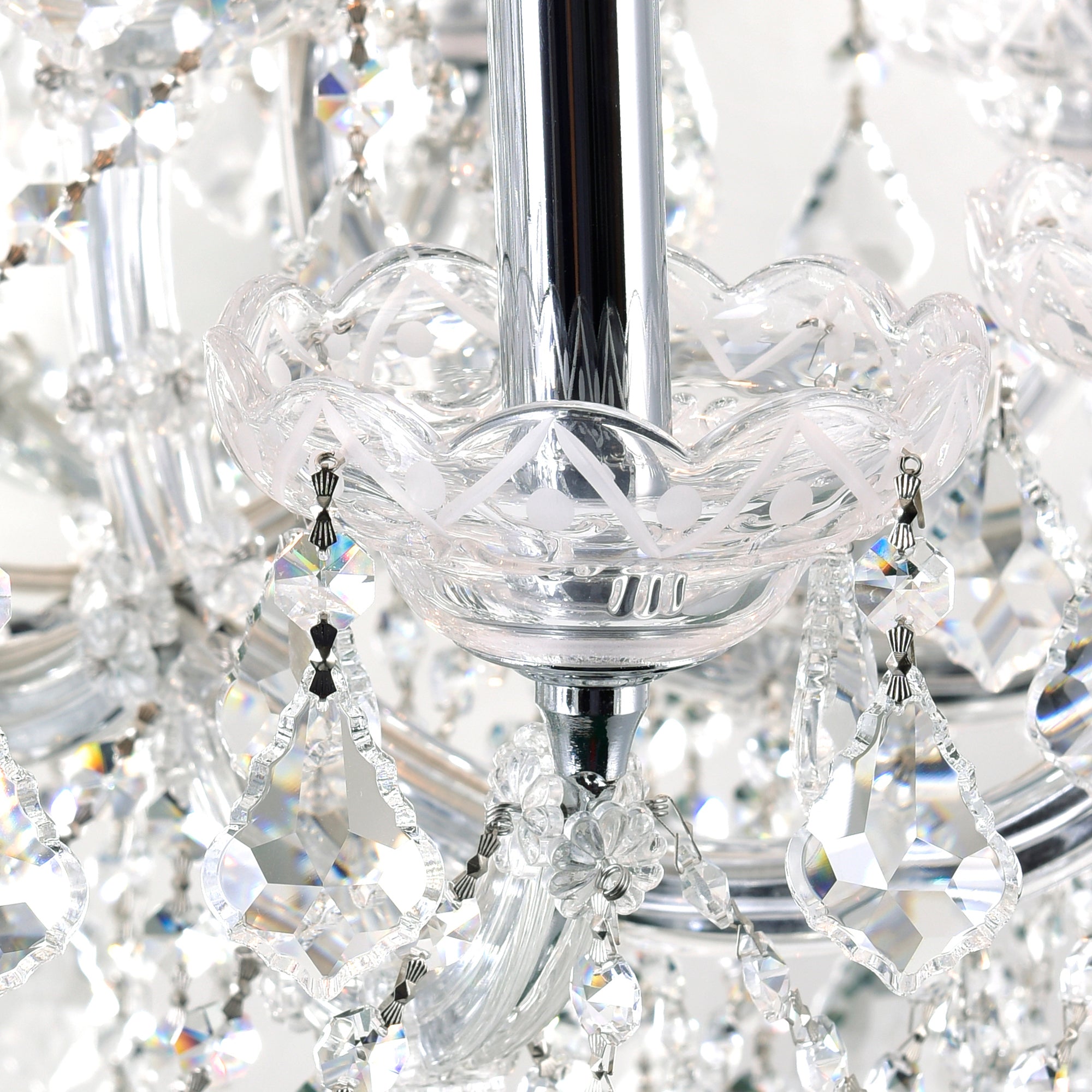 Maria Theresa 33 Light 42in Chrome Up Chandelier with Crystals - CWI Lighting