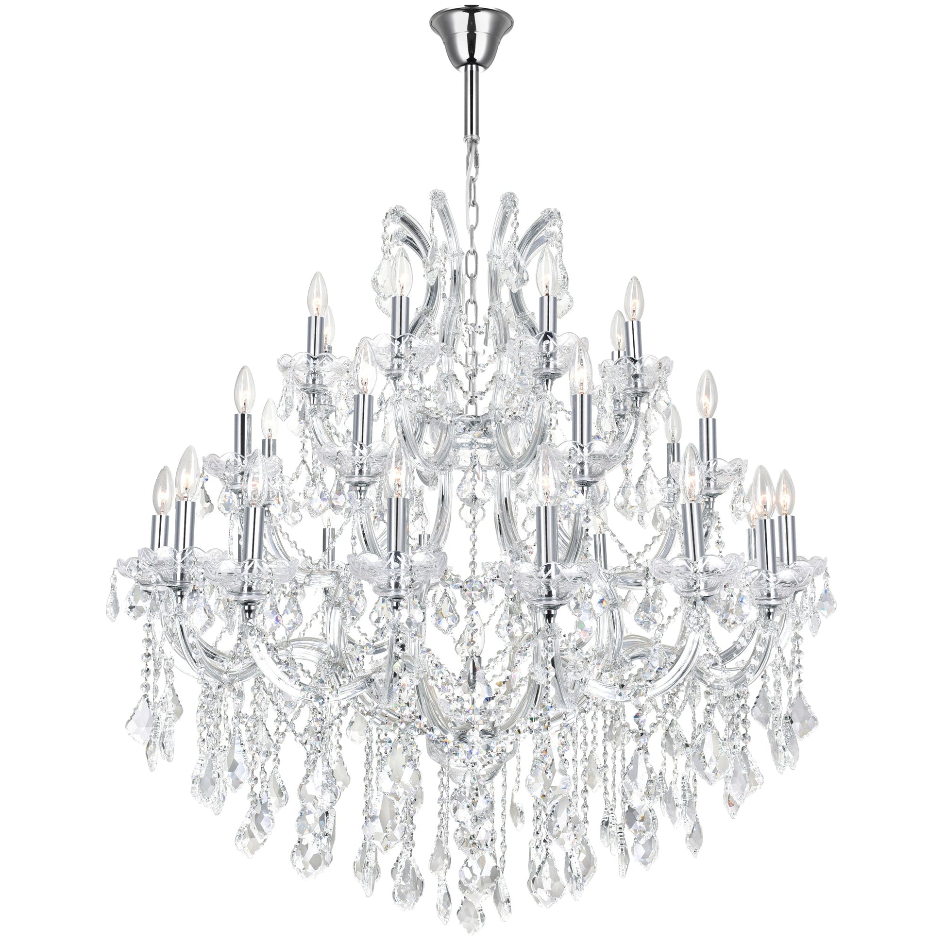 Maria Theresa 33 Light 42in Chrome Up Chandelier with Crystals - CWI Lighting
