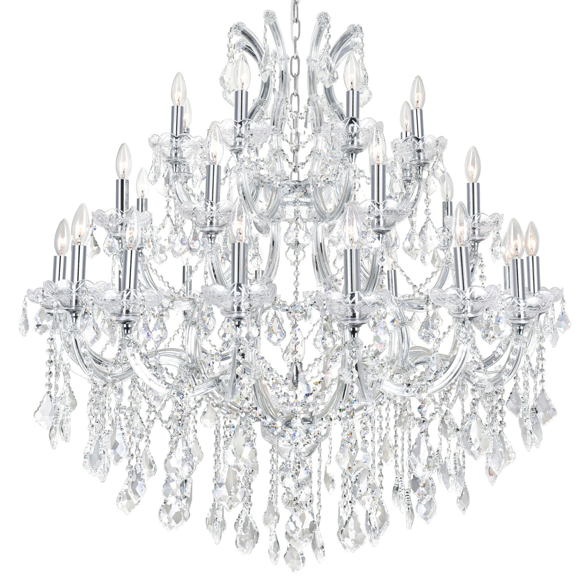 Maria Theresa 33 Light 42in Chrome Up Chandelier with Crystals - CWI Lighting