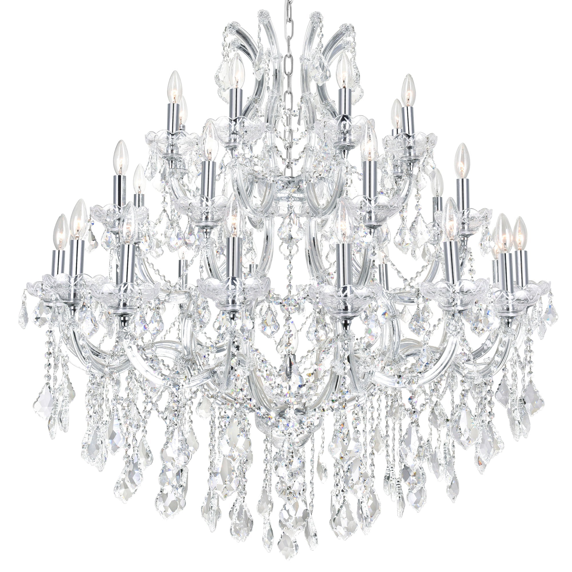 Maria Theresa 33 Light 42in Chrome Up Chandelier with Crystals - CWI Lighting