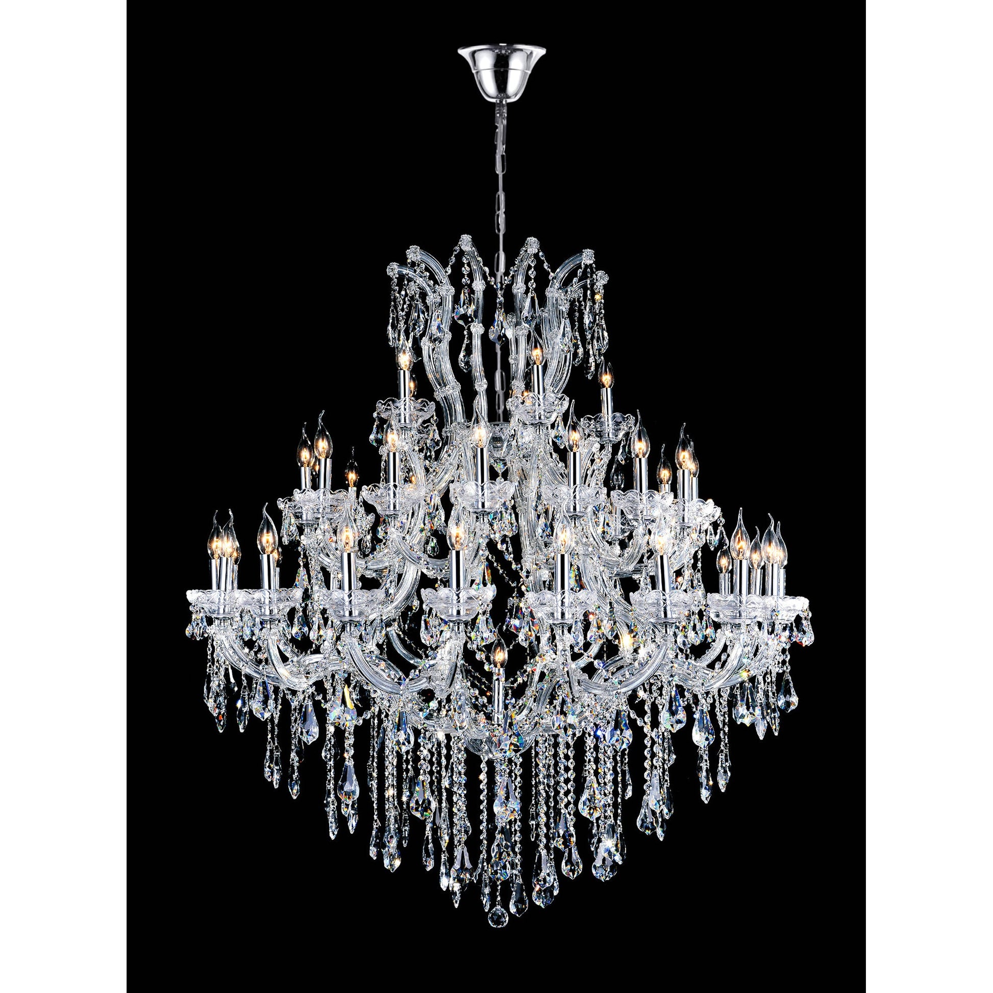 Maria Theresa 41 Light 50in Chrome Up Chandelier with Crystals - CWI Lighting