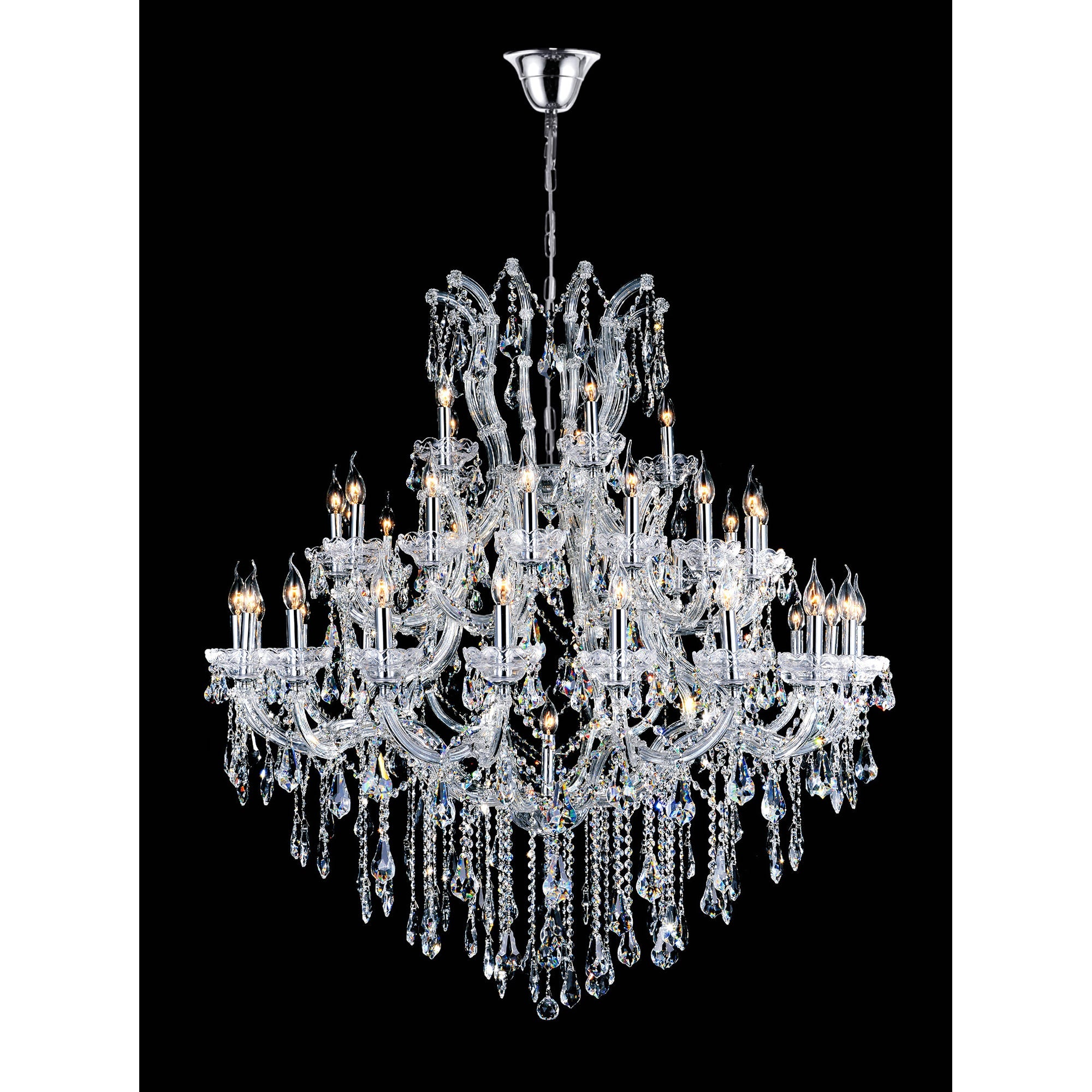 Maria Theresa 41 Light 50in Chrome Up Chandelier with Crystals - CWI Lighting
