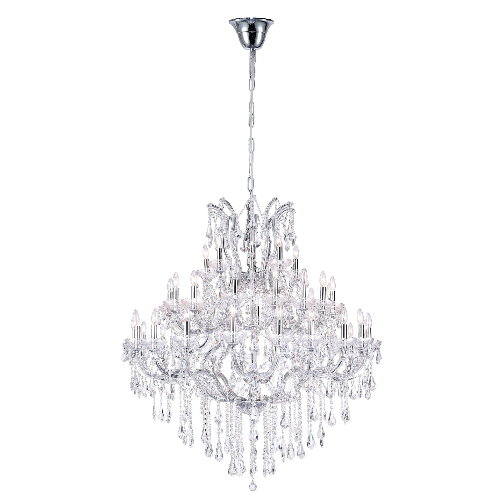 Maria Theresa 41 Light 50in Chrome Up Chandelier with Crystals - CWI Lighting