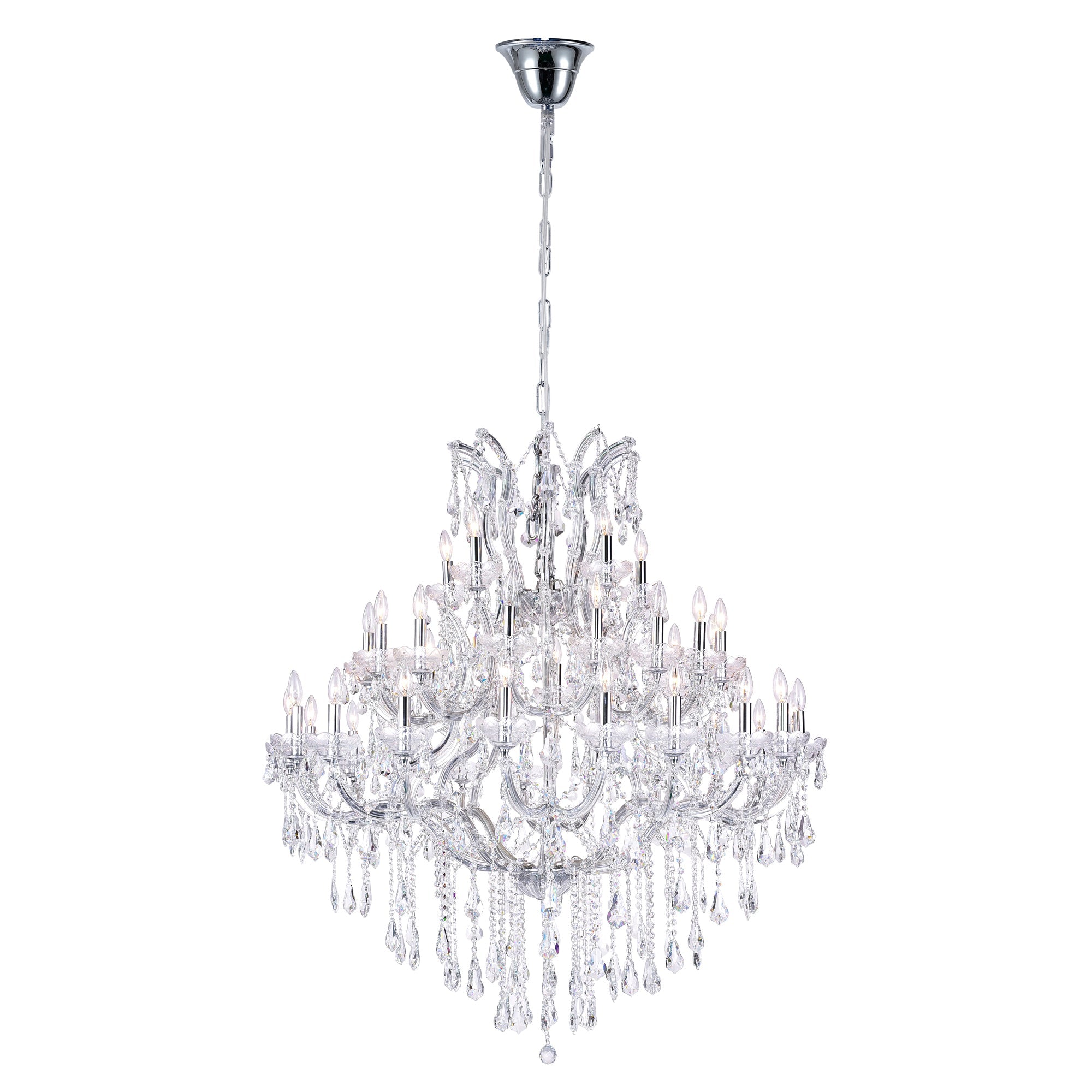 Maria Theresa 41 Light 50in Chrome Up Chandelier with Crystals - CWI Lighting