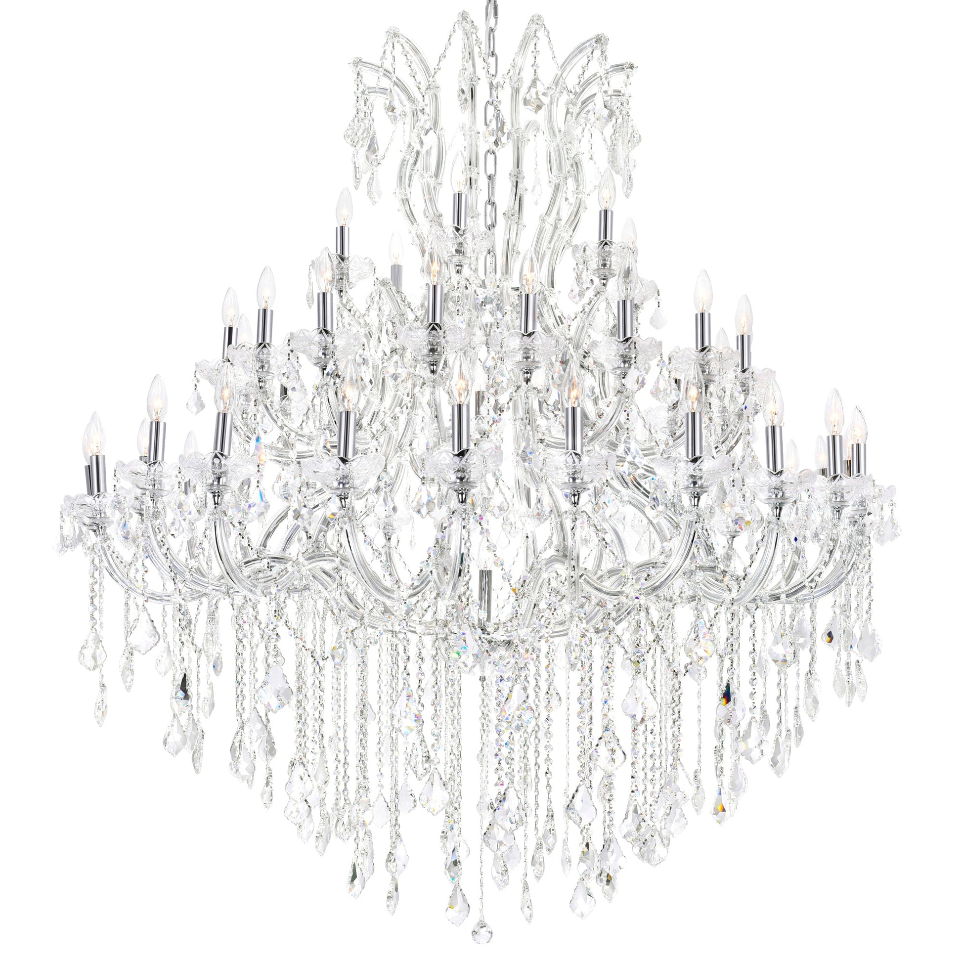 Maria Theresa 49 Light 60in Chrome Up Chandelier with Crystals - CWI Lighting