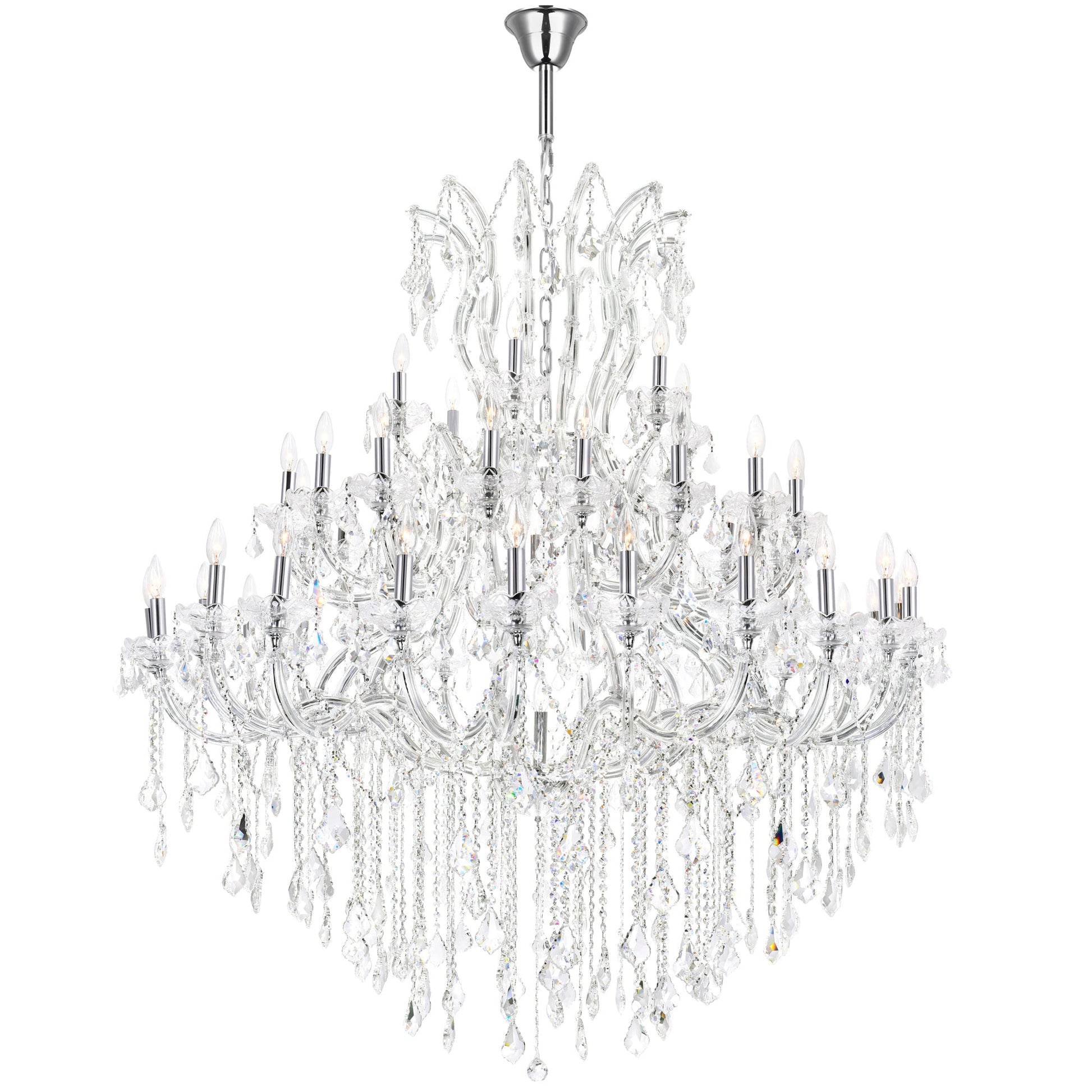 Maria Theresa 49 Light 60in Chrome Up Chandelier with Crystals - CWI Lighting