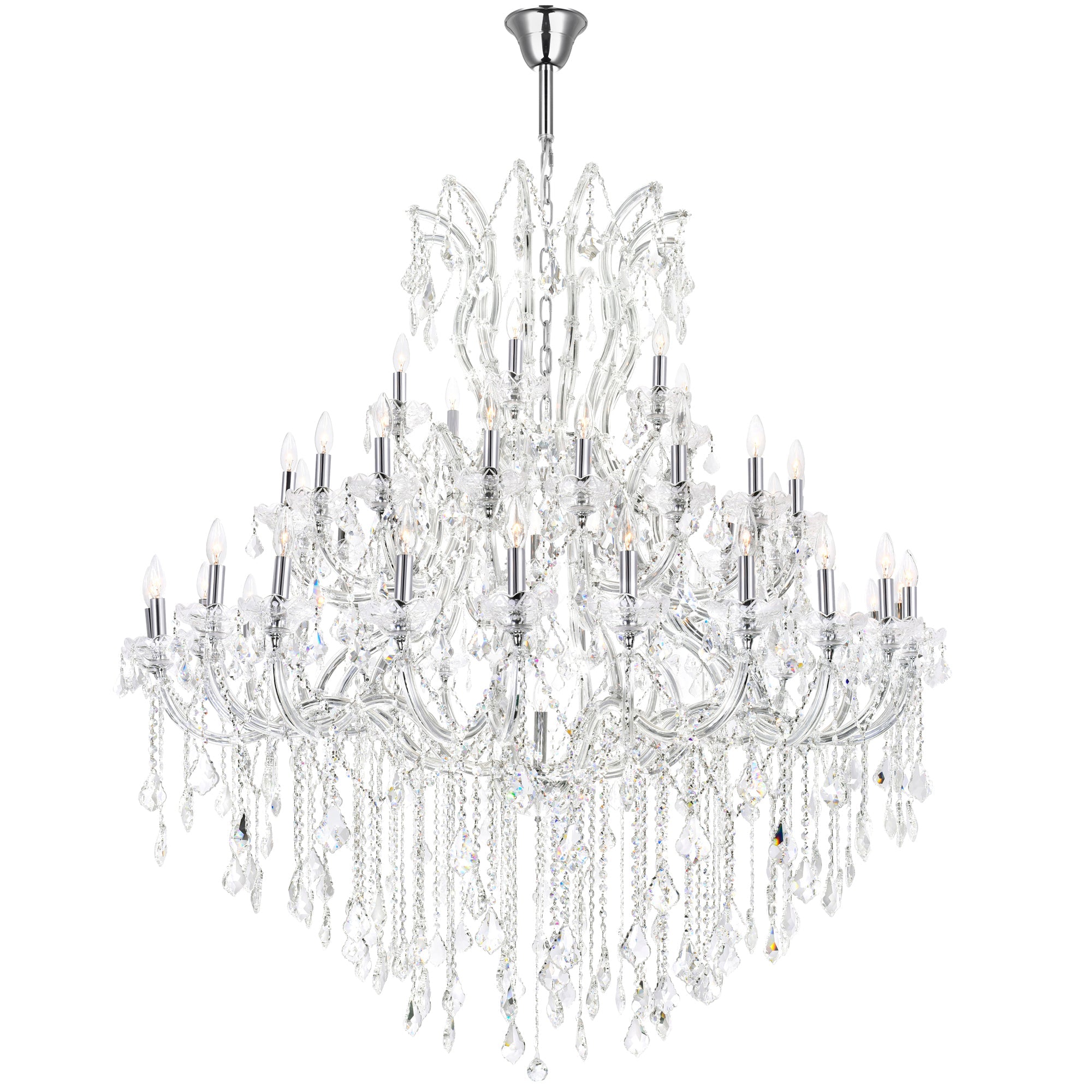 Maria Theresa 49 Light 60in Chrome Up Chandelier with Crystals - CWI Lighting