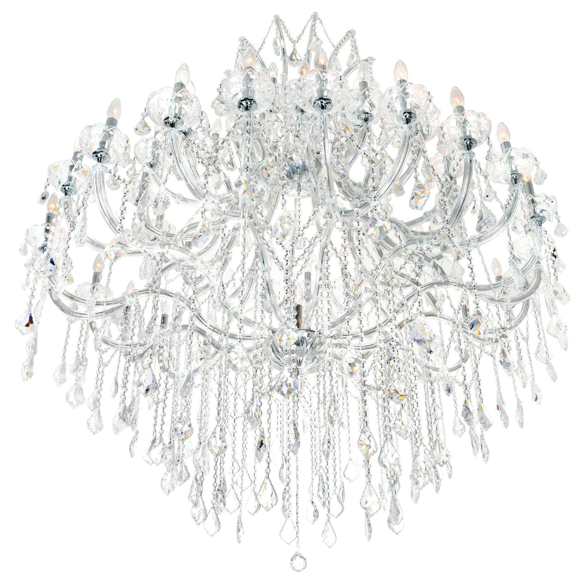 Maria Theresa 49 Light 60in Chrome Up Chandelier with Crystals - CWI Lighting