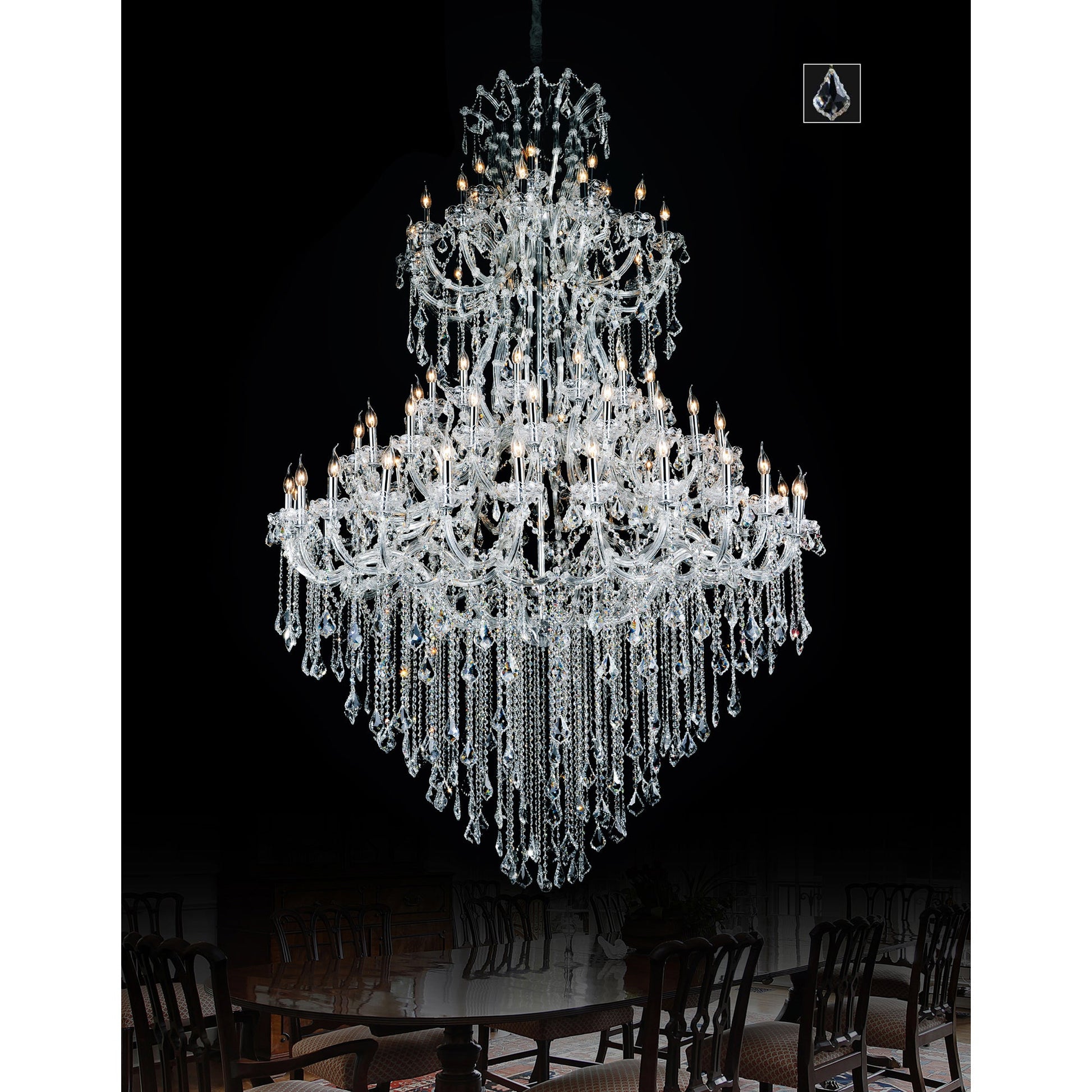 Maria Theresa 84 Light 70in Chrome Up Chandelier with Crystals - CWI Lighting