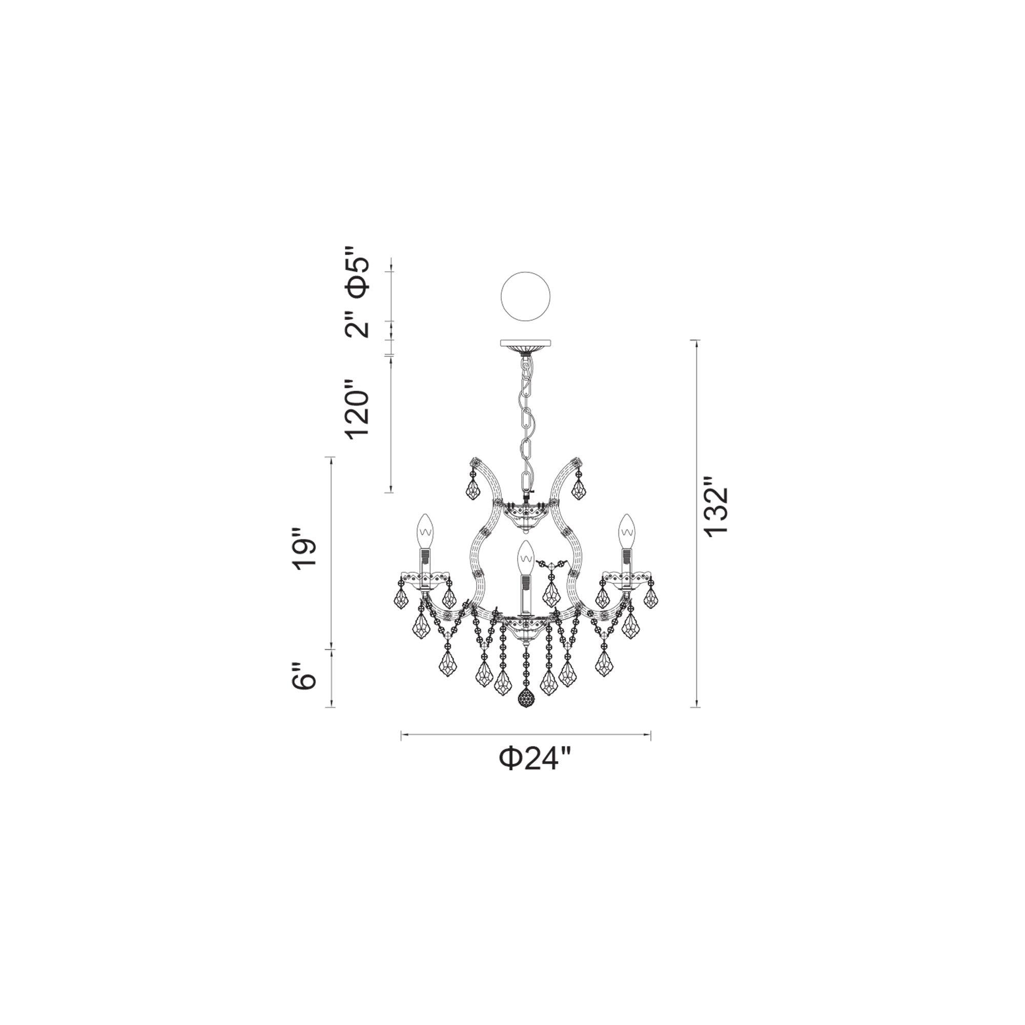 Maria Theresa 9 Light 24in Chrome Up Chandelier with Crystals - CWI Lighting