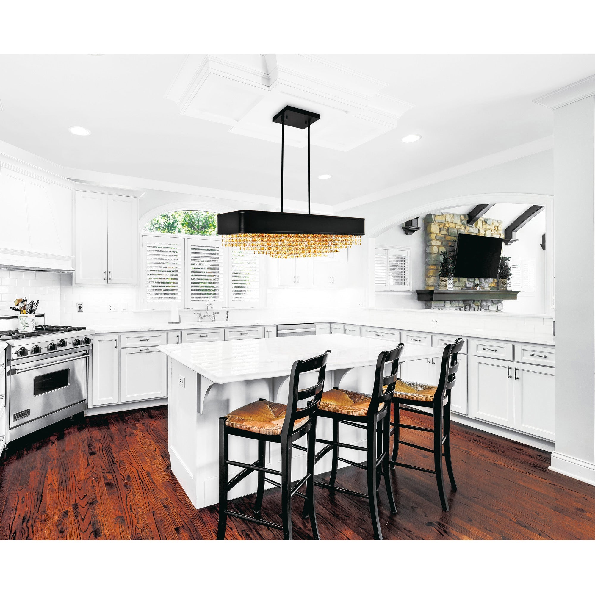 Medina 10 Light Drum Shade Chandelier With Black Finish - CWI Lighting