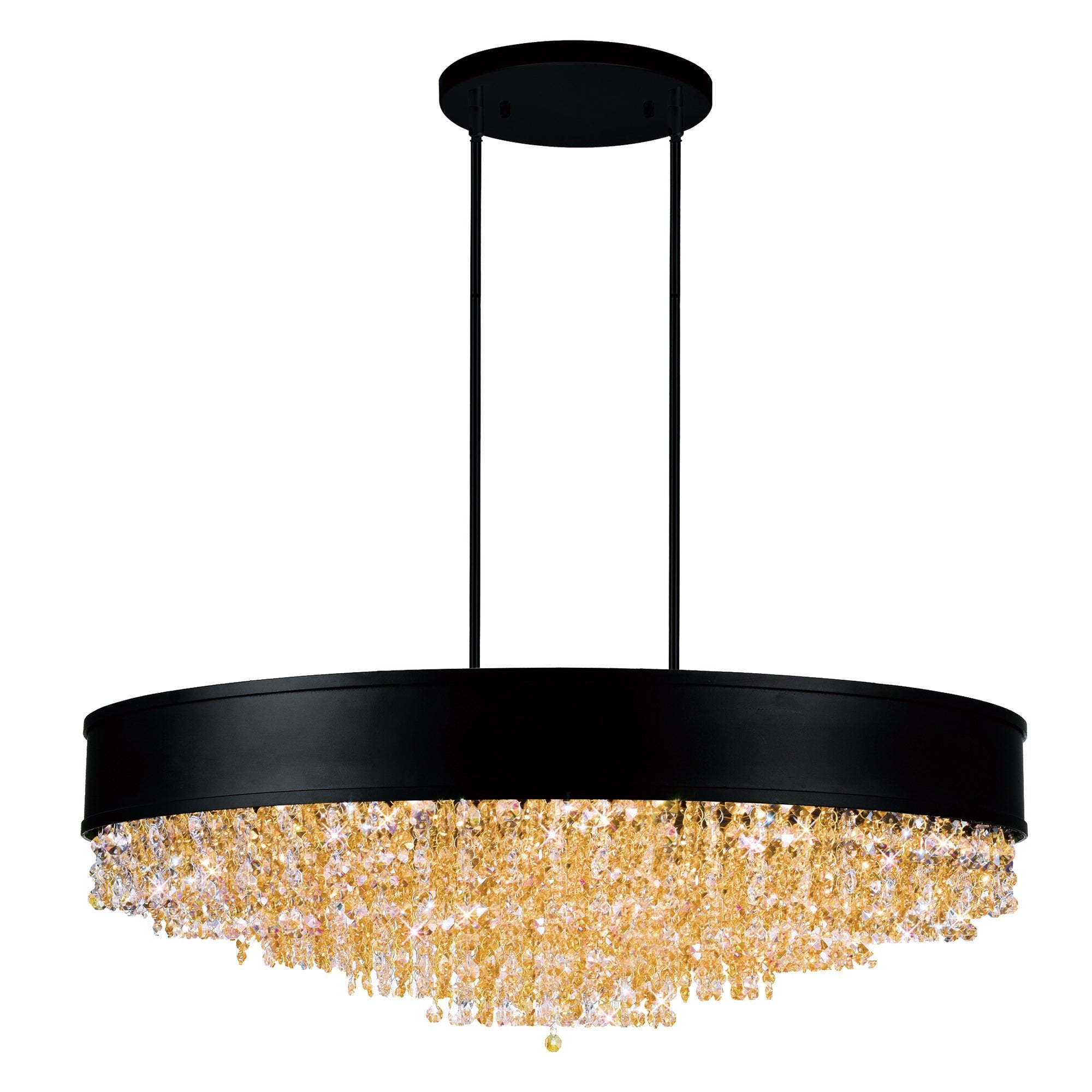 Medina 15 Light Drum Shade Chandelier With Black Finish - CWI Lighting