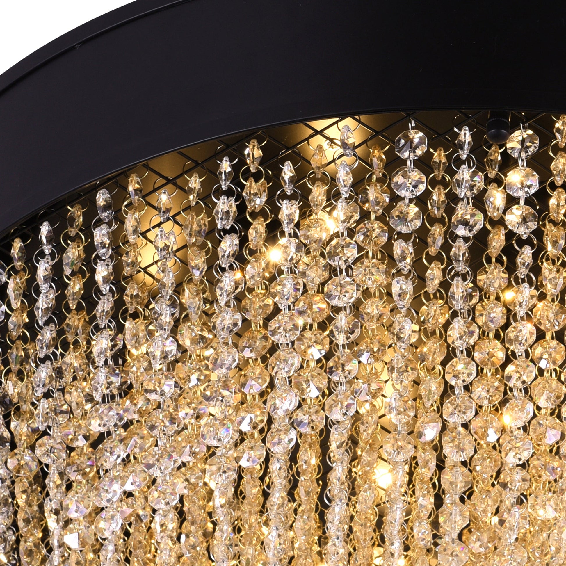 Medina 15 Light Drum Shade Chandelier With Black Finish - CWI Lighting