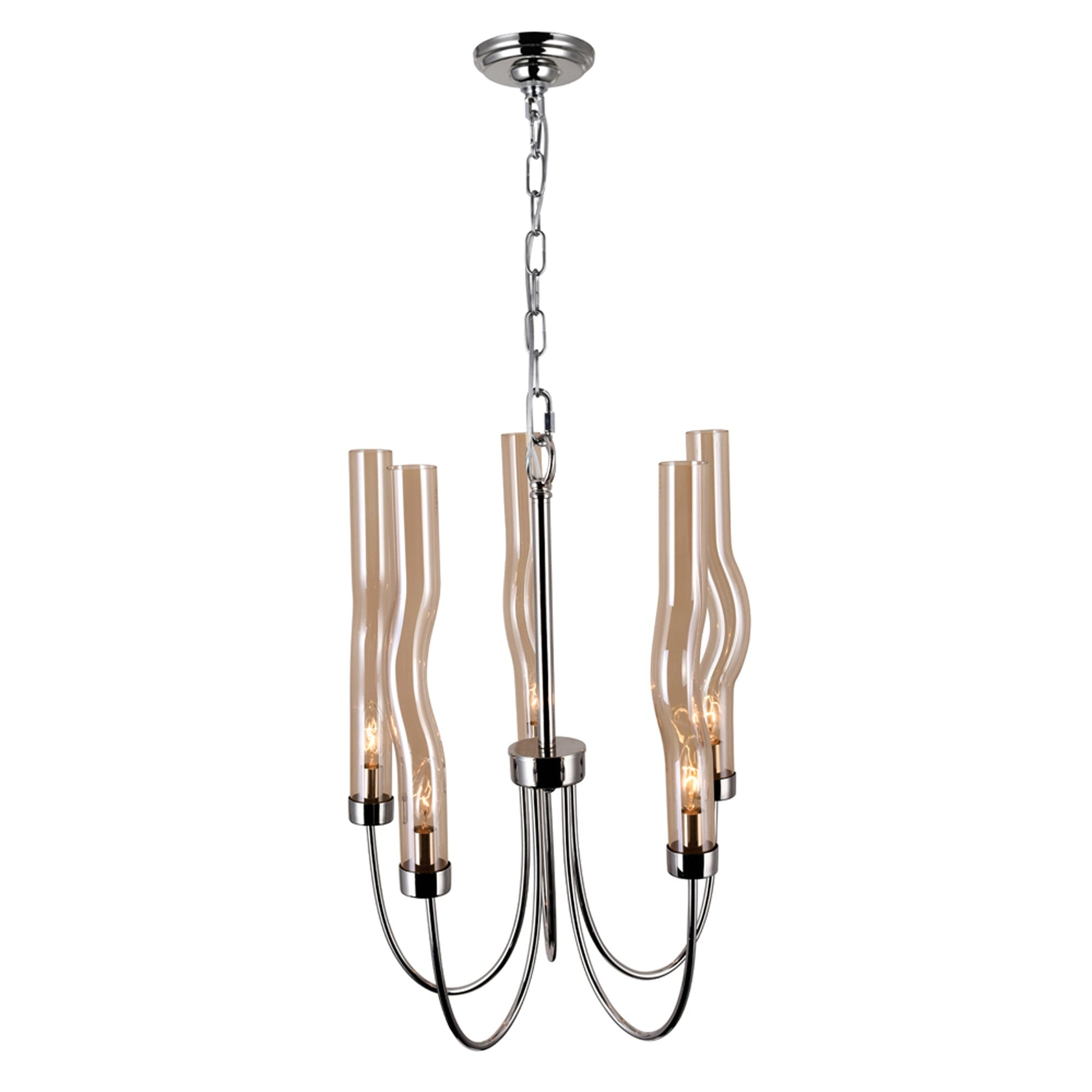 Meduse 5 Light Chandelier With Polished Nickel Finish - CWI Lighting