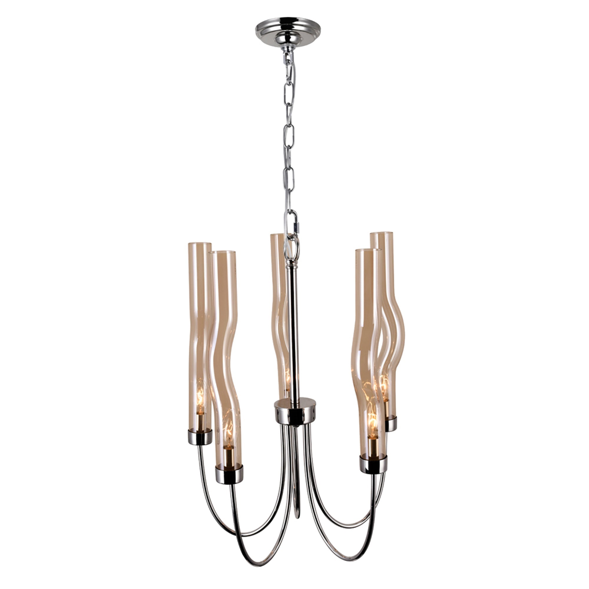 Meduse 5 Light Chandelier With Polished Nickel Finish - CWI Lighting