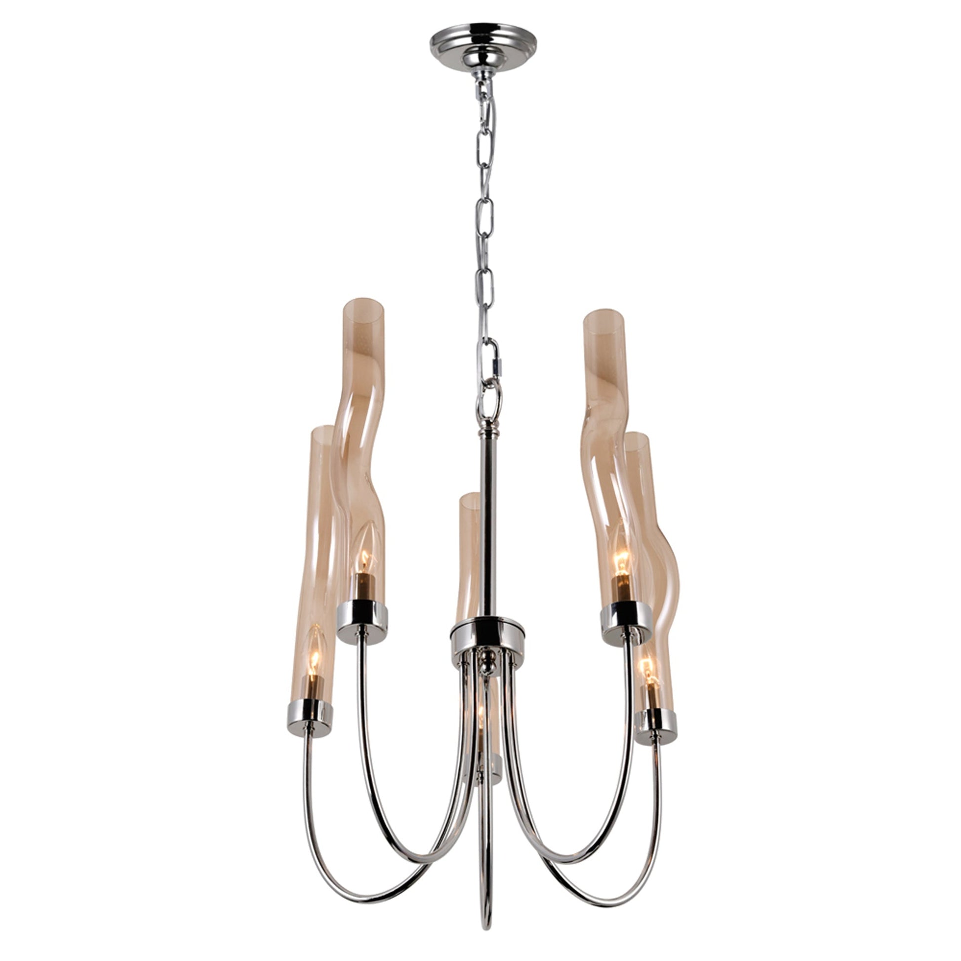 Meduse 5 Light Chandelier With Polished Nickel Finish - CWI Lighting