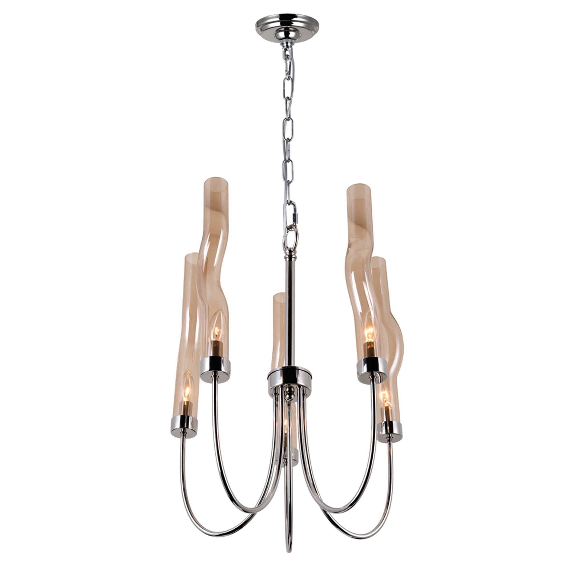 Meduse 5 Light Chandelier With Polished Nickel Finish - CWI Lighting
