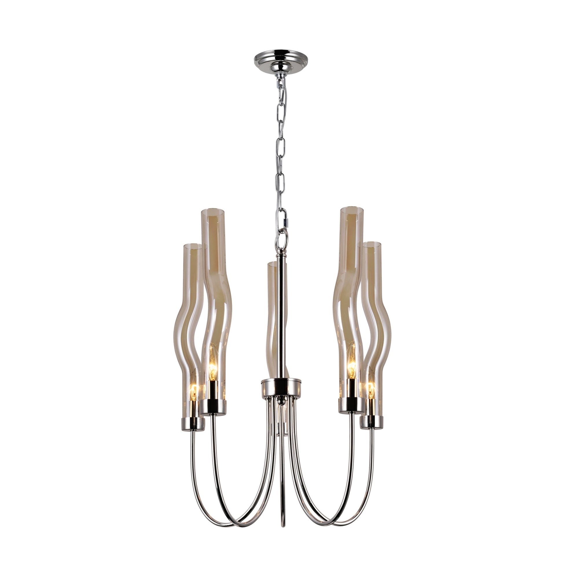 Meduse 5 Light Chandelier With Polished Nickel Finish - CWI Lighting