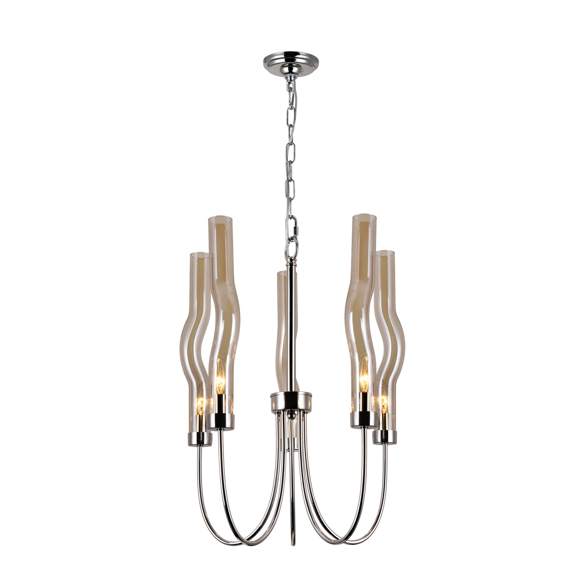 Meduse 5 Light Chandelier With Polished Nickel Finish - CWI Lighting