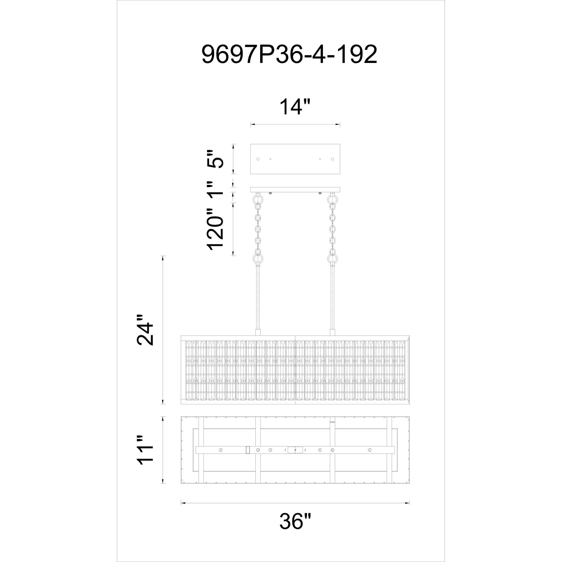 Meghna 4 Light Down Chandelier With Brown Finish - CWI Lighting