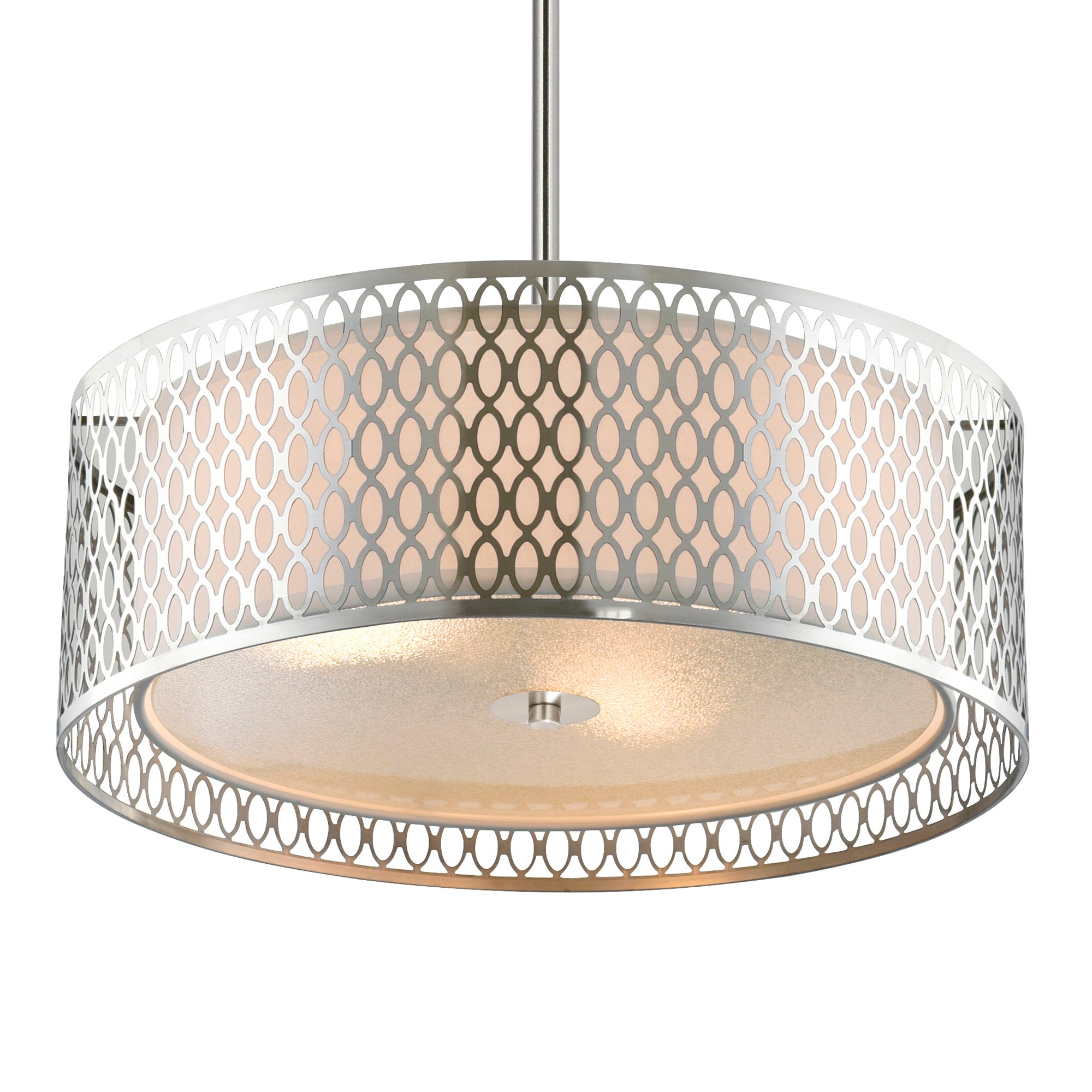 Mikayla 3 Light 17in Satin Nickel Drum Shade Chandelier - CWI Lighting