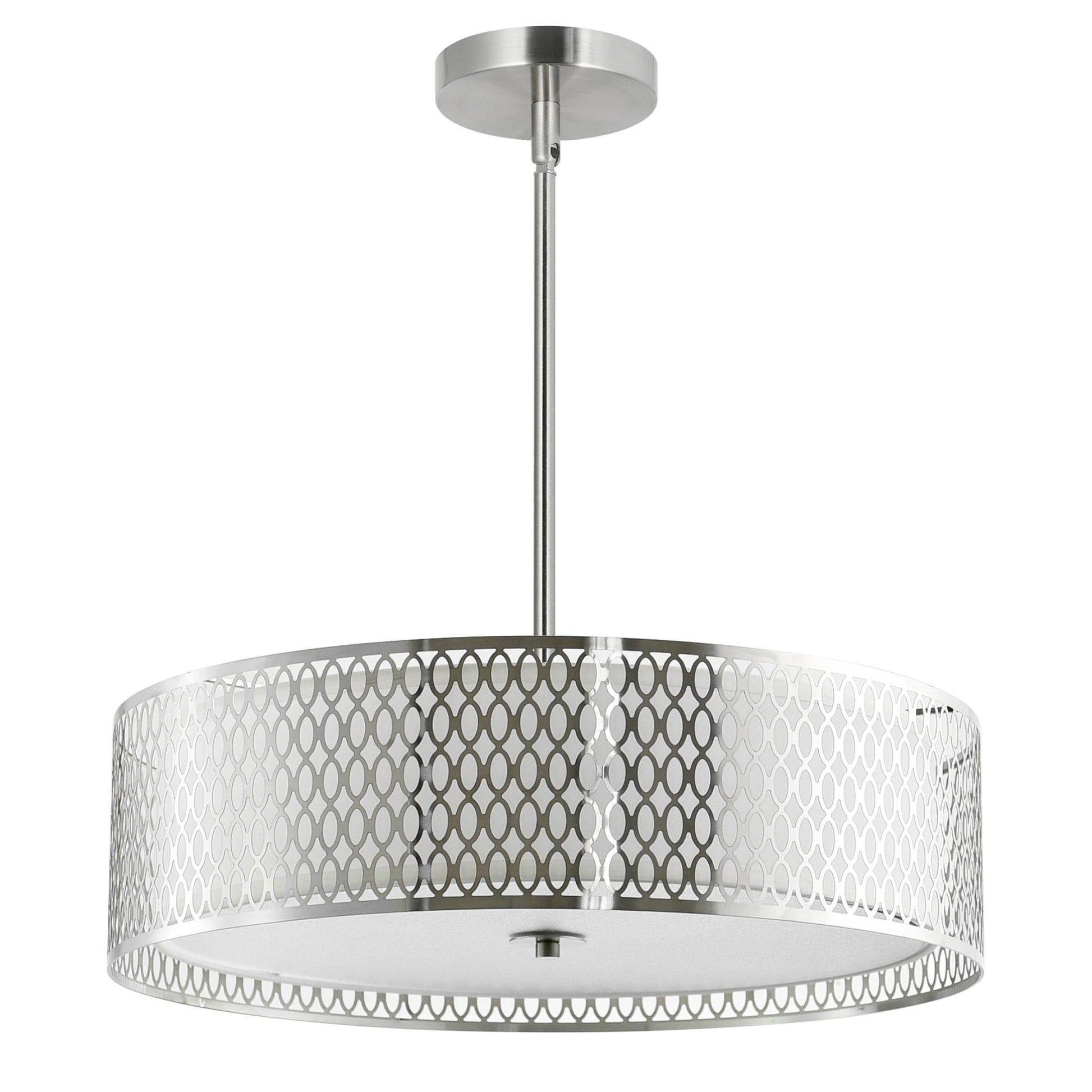 Mikayla 5 Light 22in Satin Nickel Drum Shade Chandelier - CWI Lighting