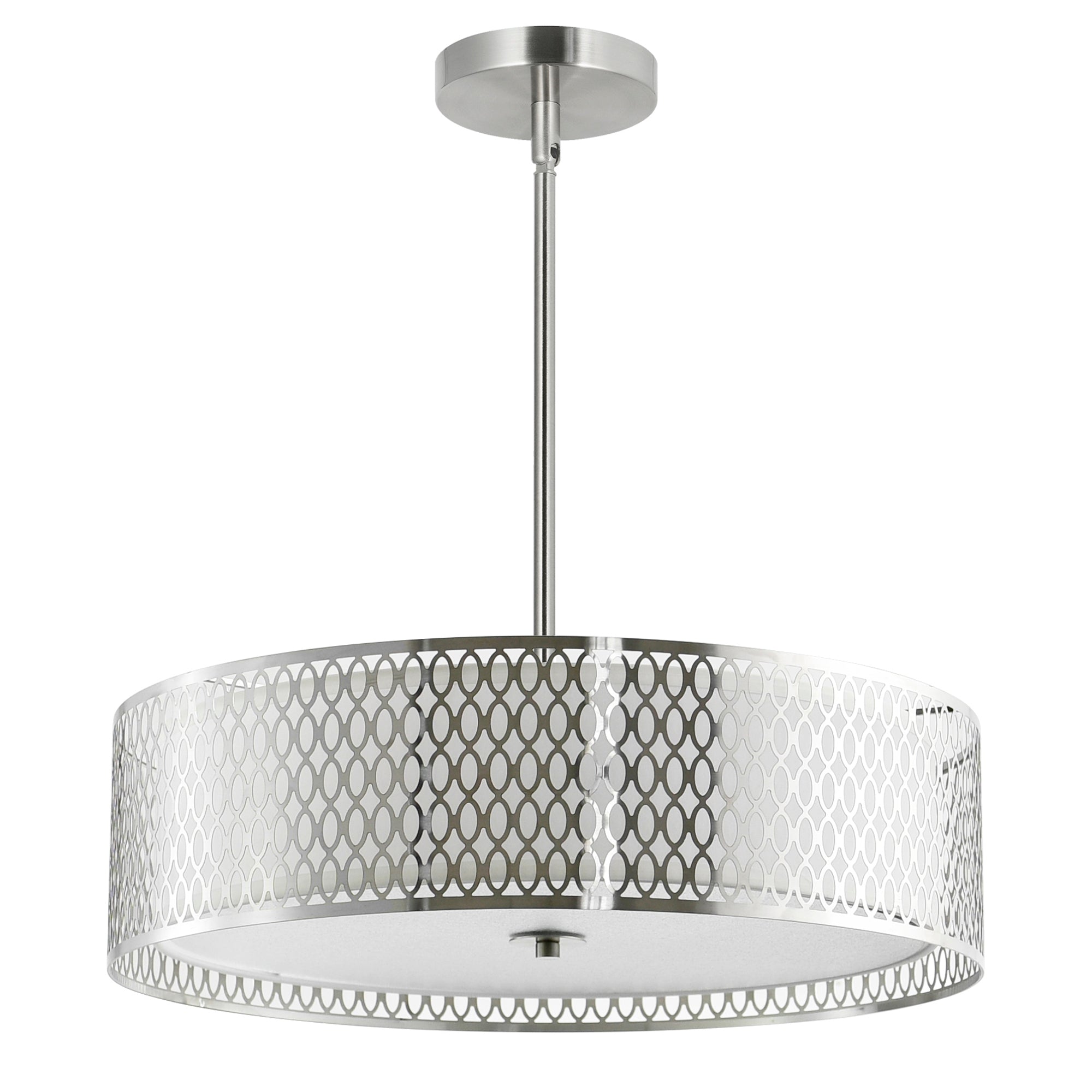 Mikayla 5 Light 22in Satin Nickel Drum Shade Chandelier - CWI Lighting