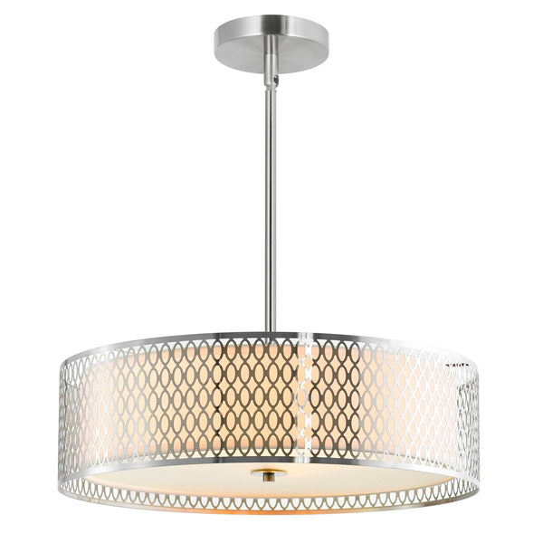 Mikayla 5 Light 22in Satin Nickel Drum Shade Chandelier - CWI Lighting