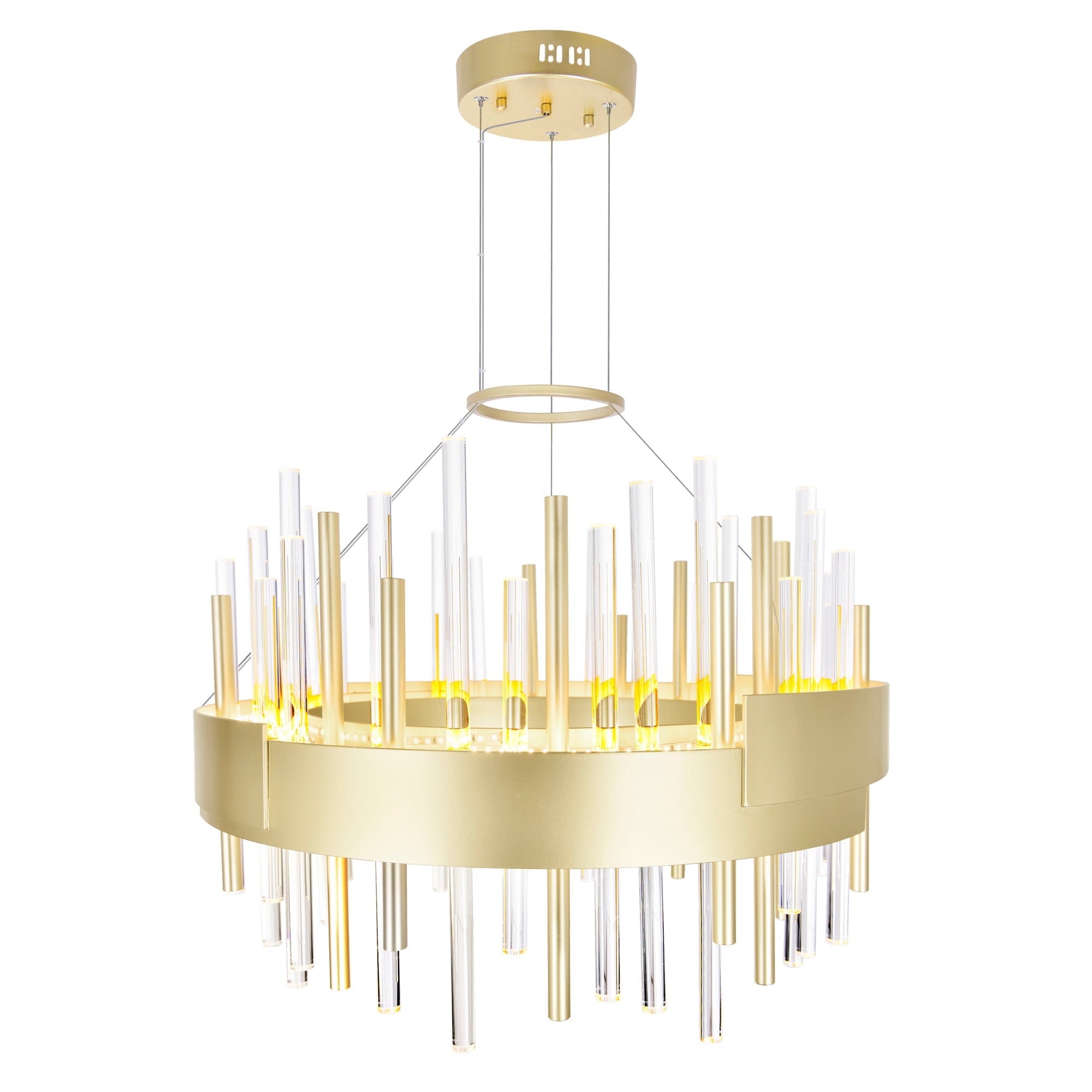 Millipede Integrated LED 20in Satin Gold Chandelier - CWI Lighting