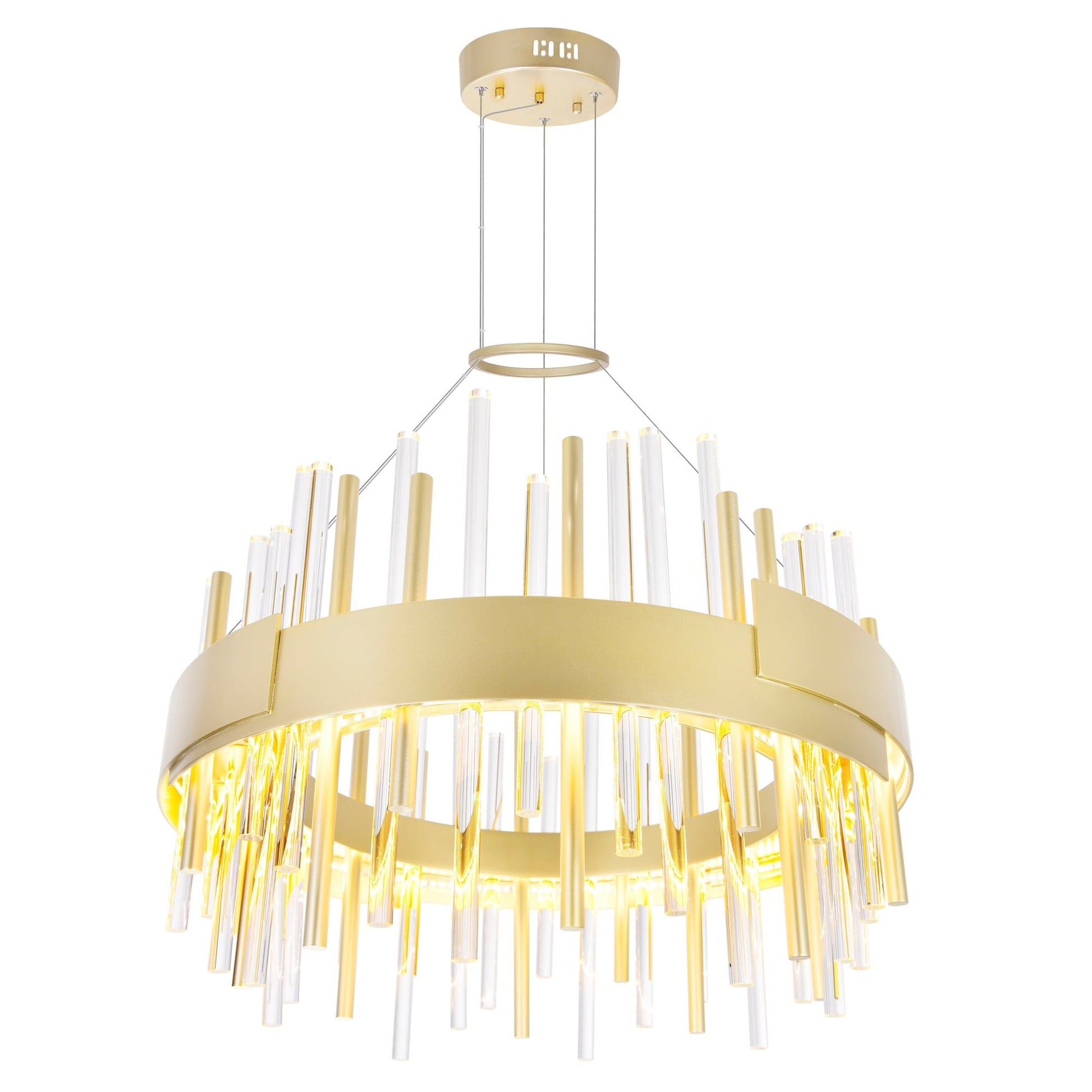 Millipede Integrated LED 20in Satin Gold Chandelier - CWI Lighting