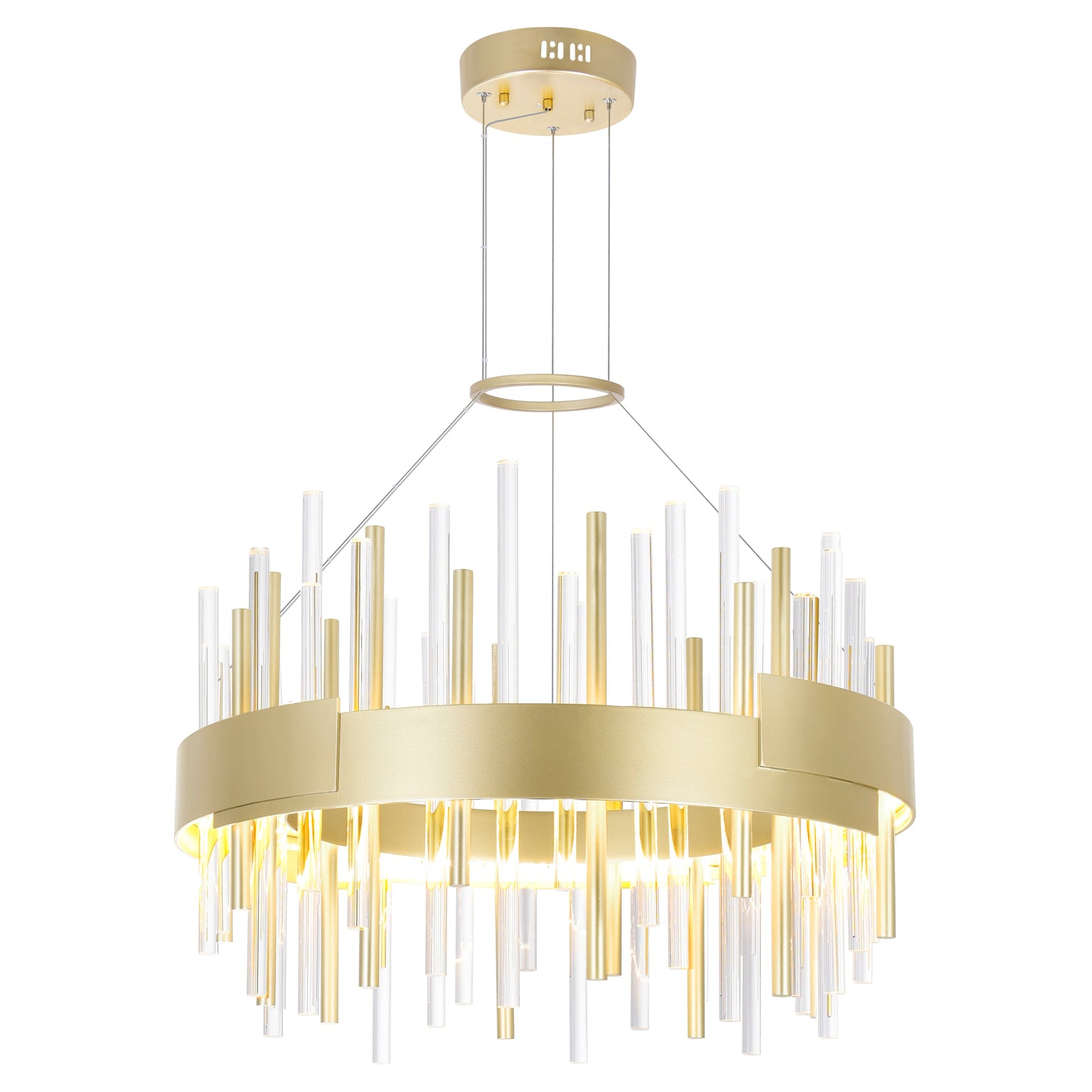 Millipede Integrated LED 20in Satin Gold Chandelier - CWI Lighting