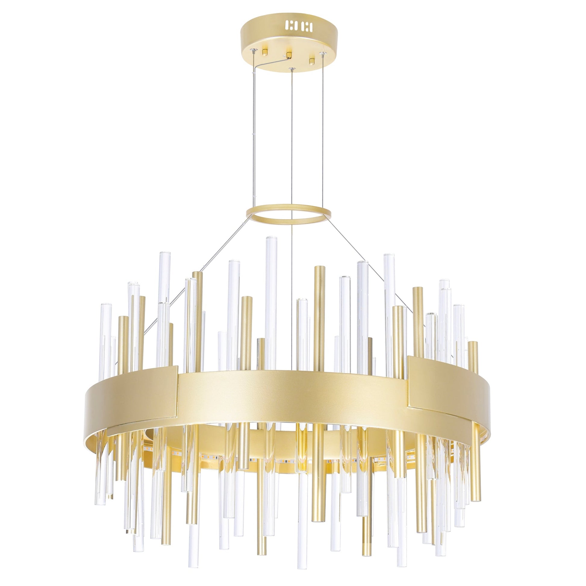 Millipede Integrated LED 20in Satin Gold Chandelier - CWI Lighting