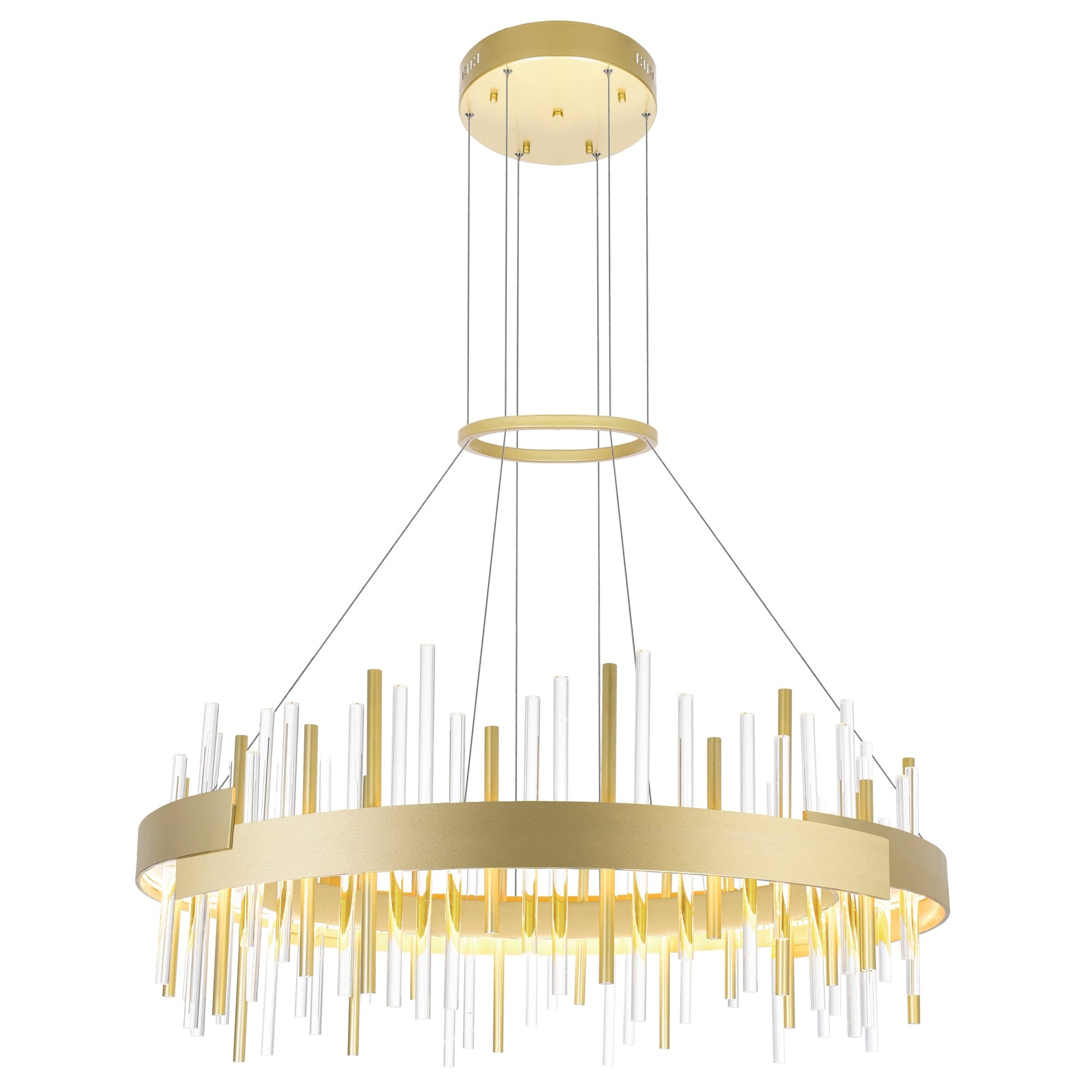 Millipede Integrated LED 32in Satin Gold Chandelier - CWI Lighting