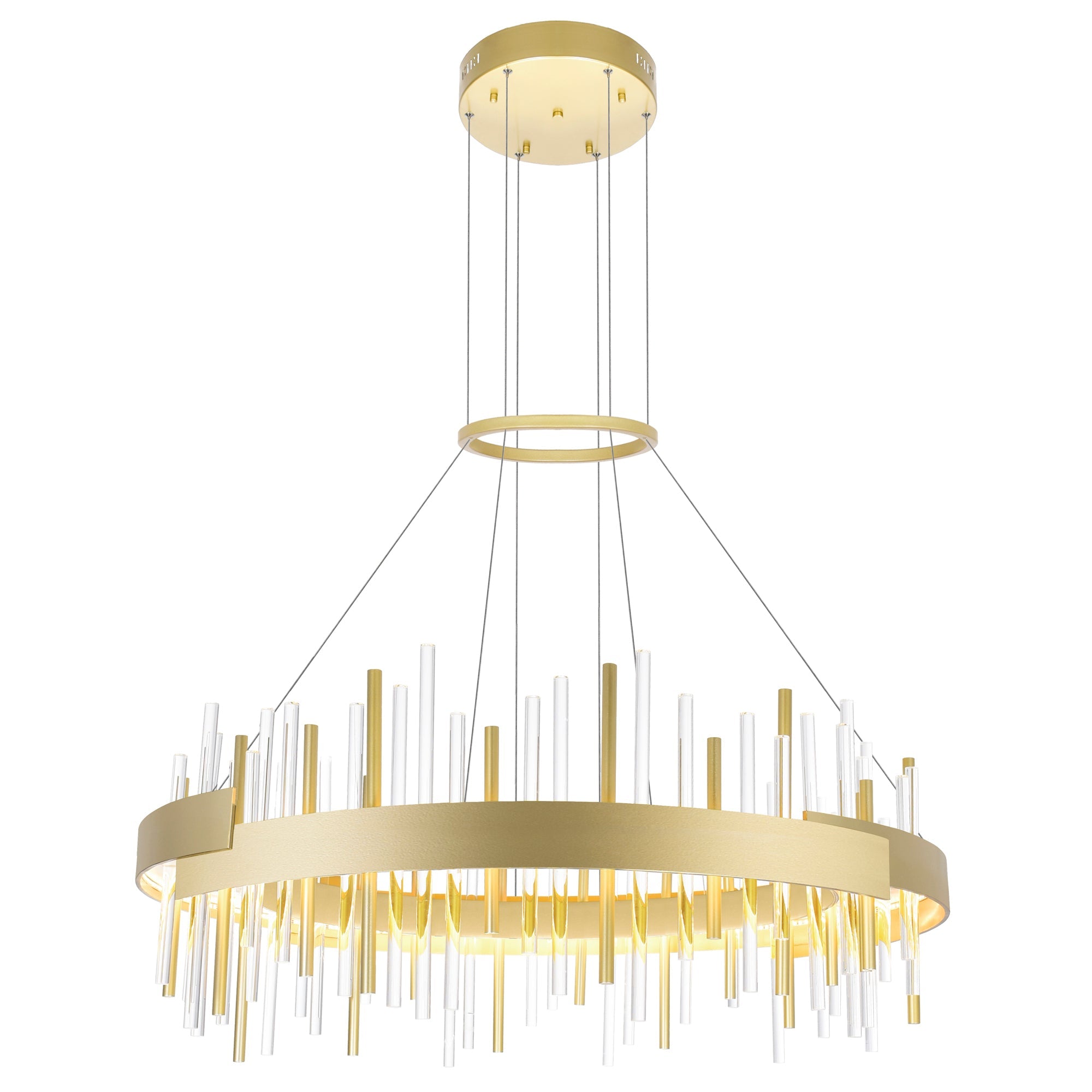 Millipede Integrated LED 32in Satin Gold Chandelier - CWI Lighting
