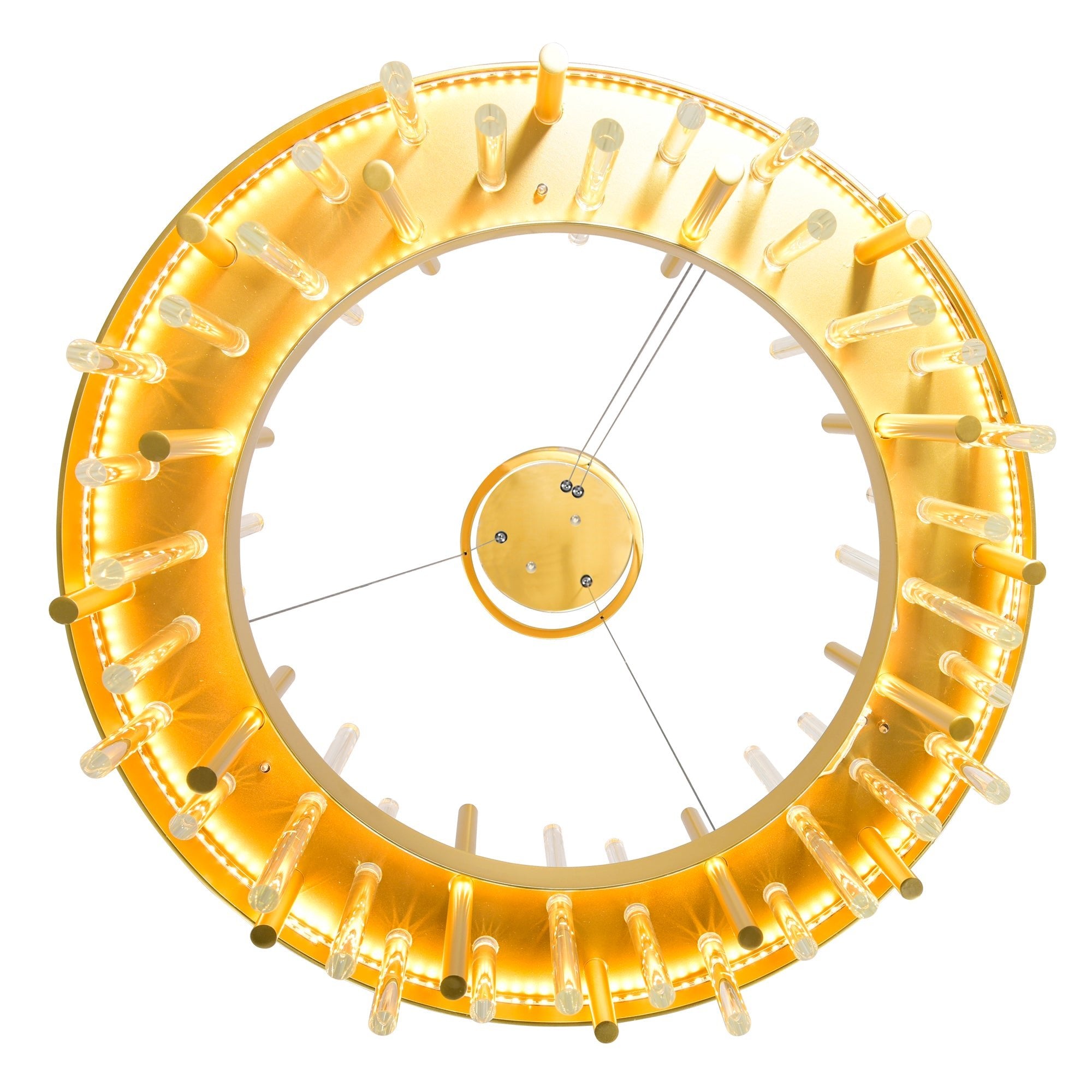Millipede Integrated LED 32in Satin Gold Chandelier - CWI Lighting