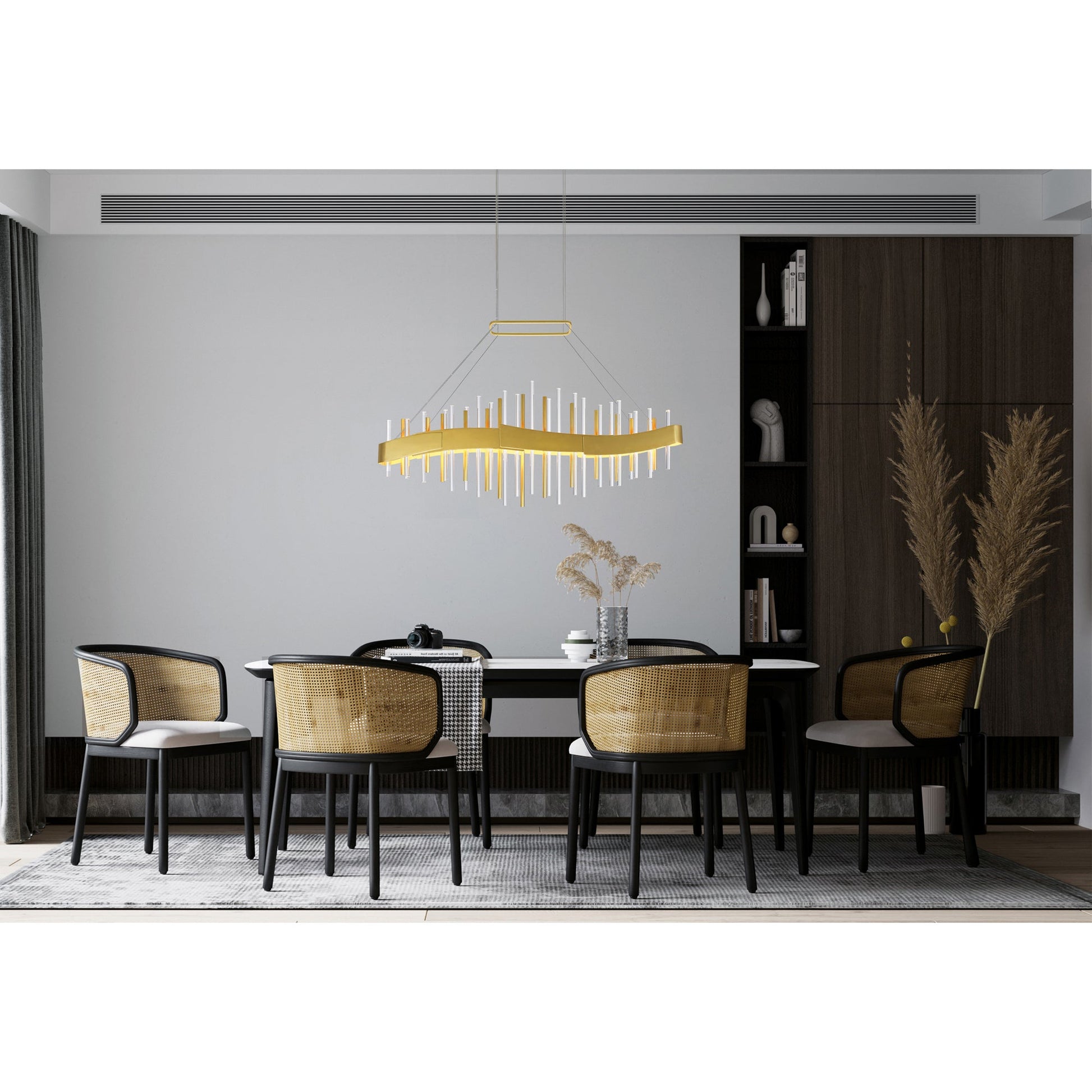 Millipede Integrated LED 40in Satin Gold Chandelier - CWI Lighting