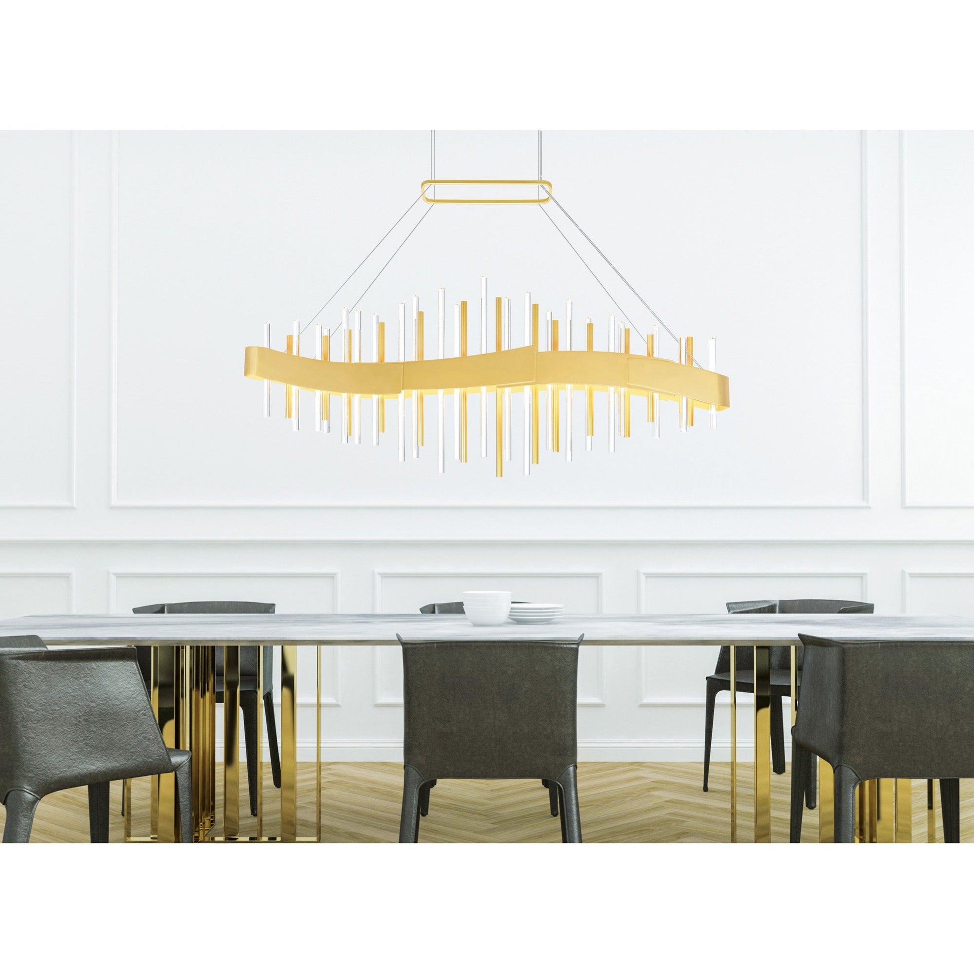 Millipede Integrated LED 40in Satin Gold Chandelier - CWI Lighting