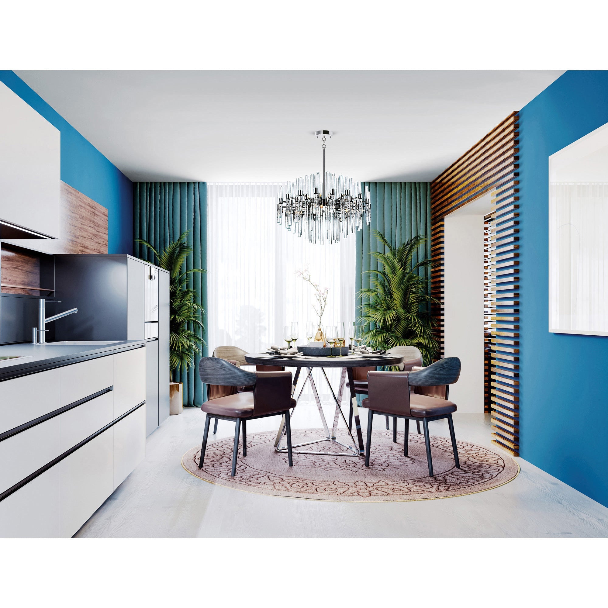 Miroir 10 Light 26in Polished Nickel Chandelier - CWI Lighting