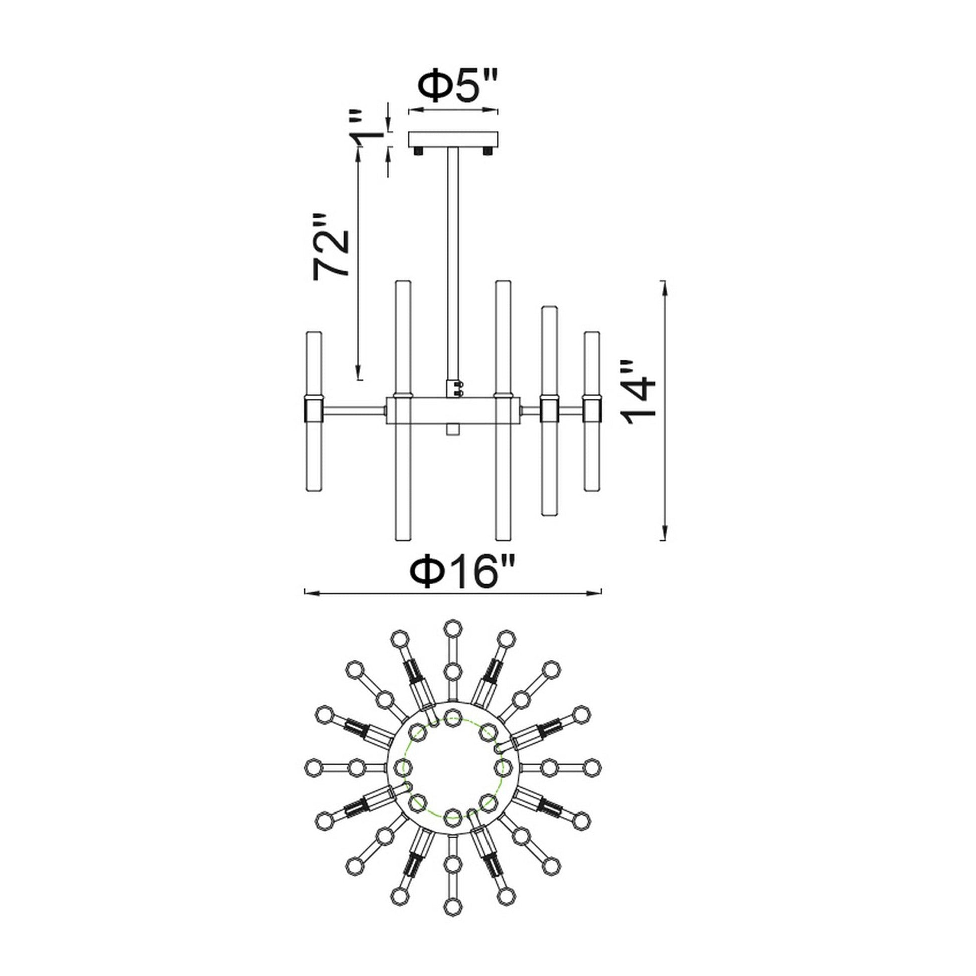 Miroir 8 Light 16in Polished Nickel Chandelier - CWI Lighting