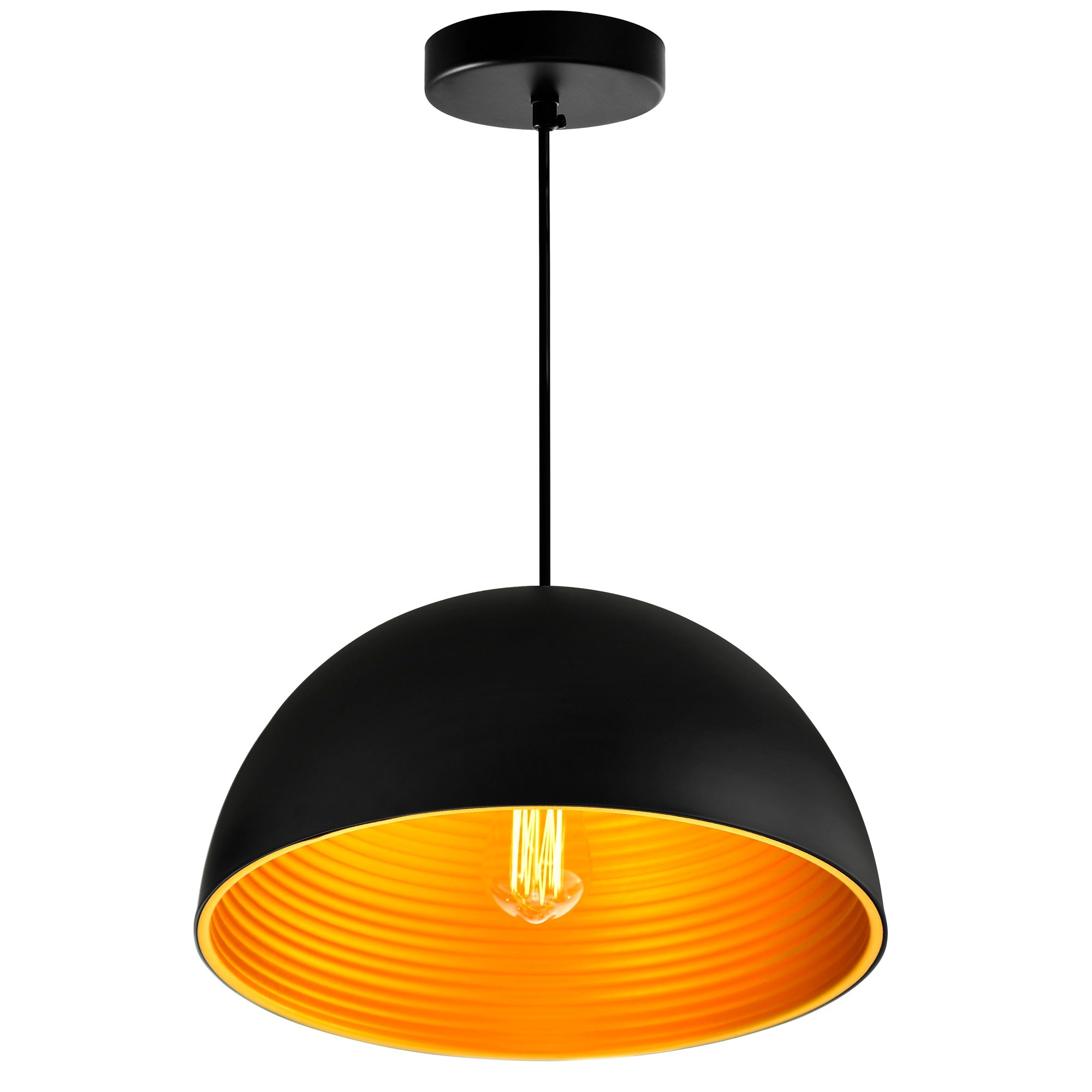 Modest 1 Light 16in Black Down Pendant - CWI Lighting