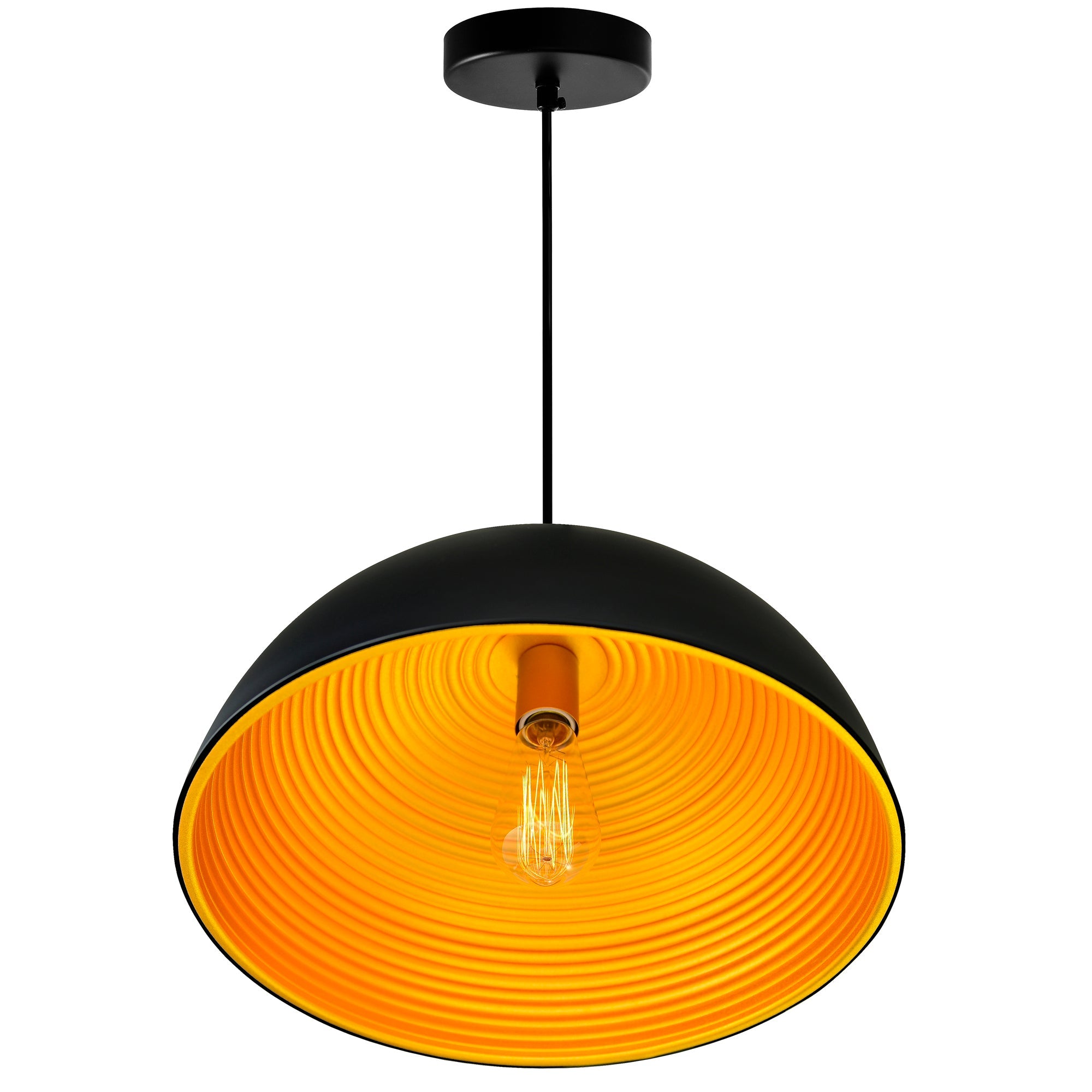 Modest 1 Light 16in Black Down Pendant - CWI Lighting