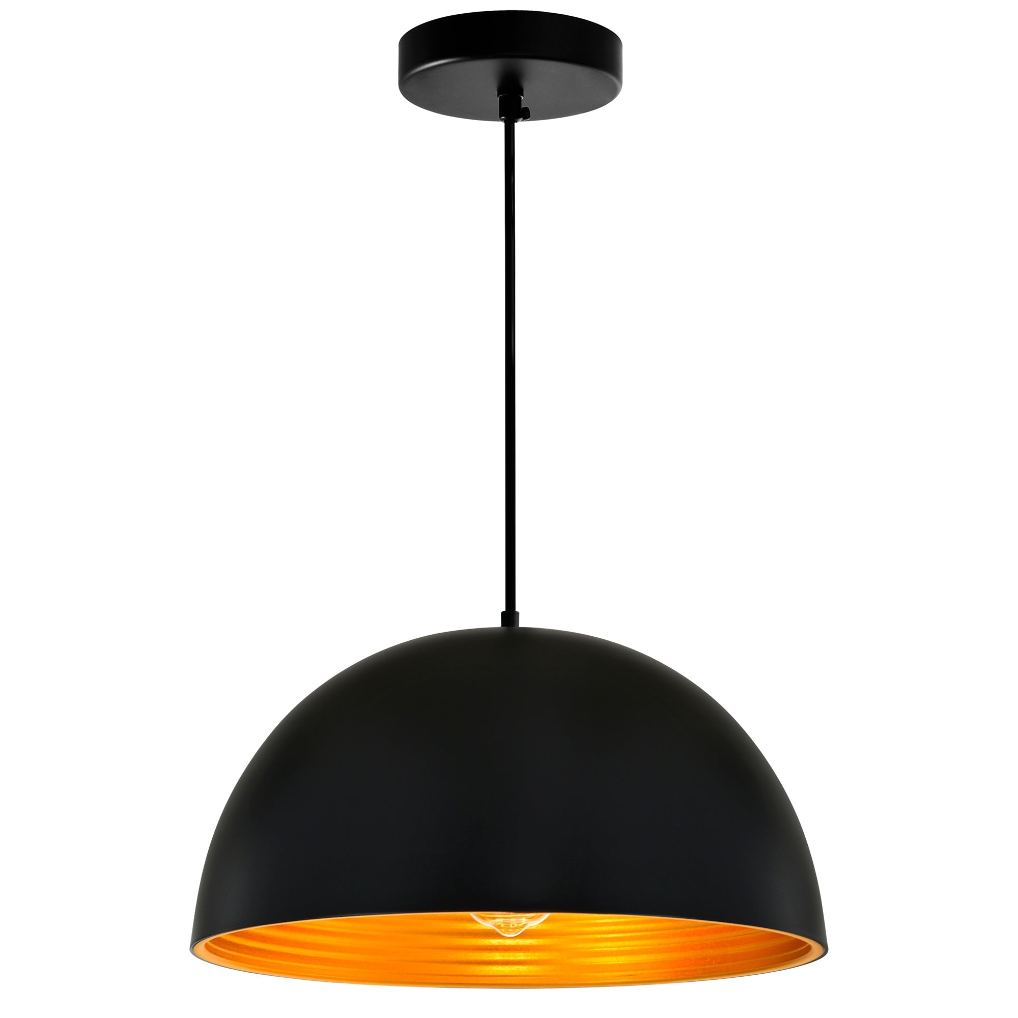 Modest 1 Light 16in Black Down Pendant - CWI Lighting