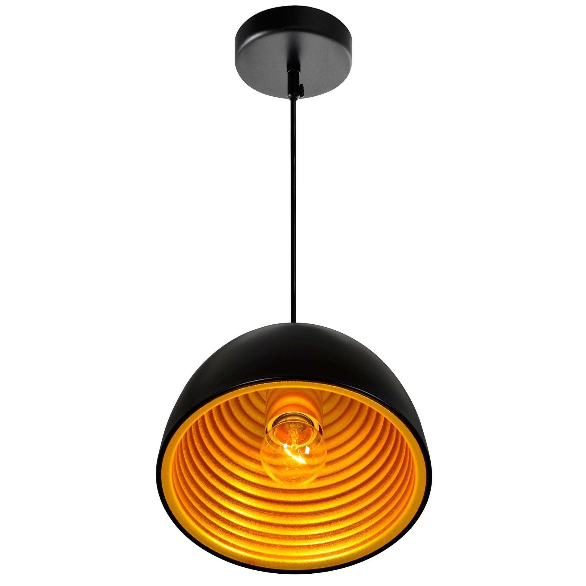 Modest 1 Light 7in Black Down Mini Pendant - CWI Lighting