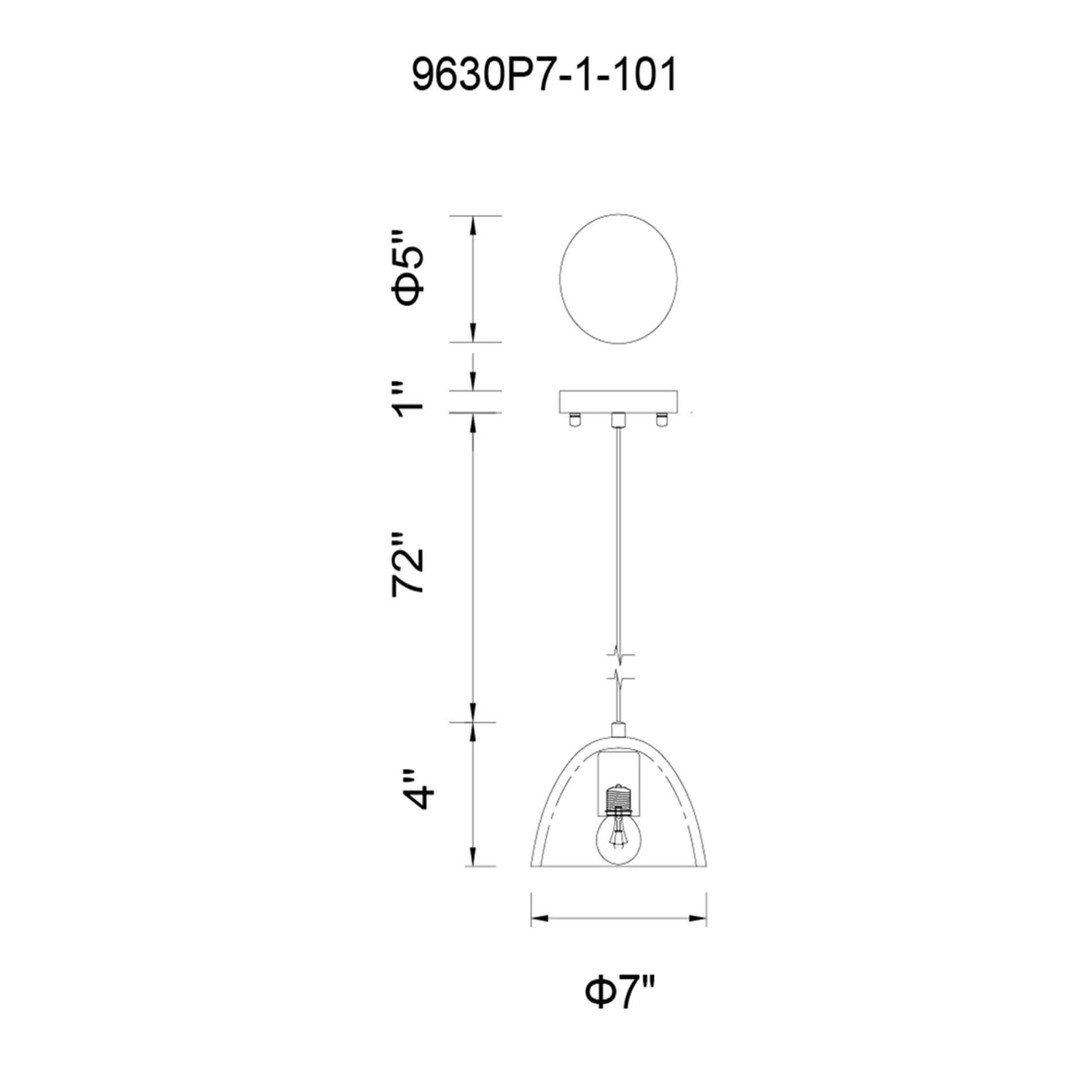 Modest 1 Light 7in Black Down Mini Pendant - CWI Lighting