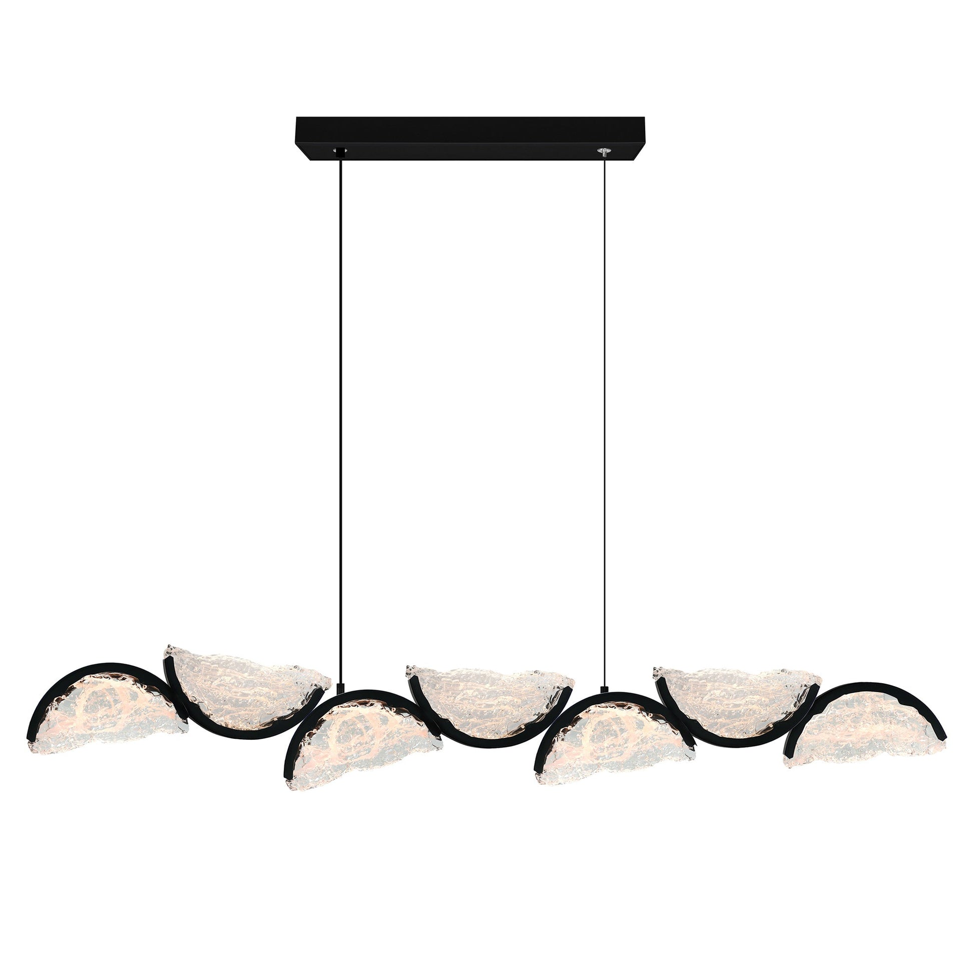 Moon Integrated LED 54in Black Chandelier with Handcrafted Glass - CWI Lighting