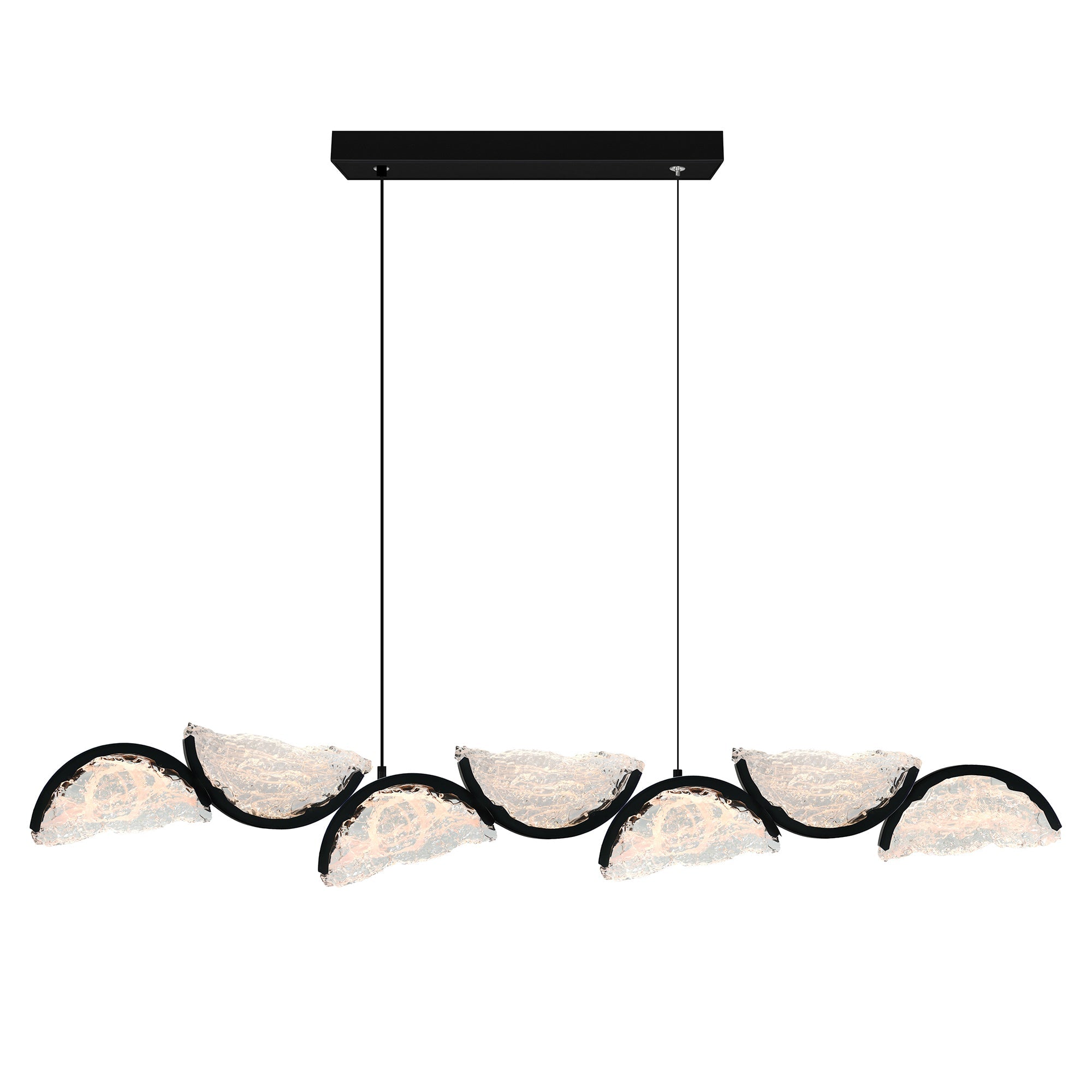 Moon Integrated LED 54in Black Chandelier with Handcrafted Glass - CWI Lighting