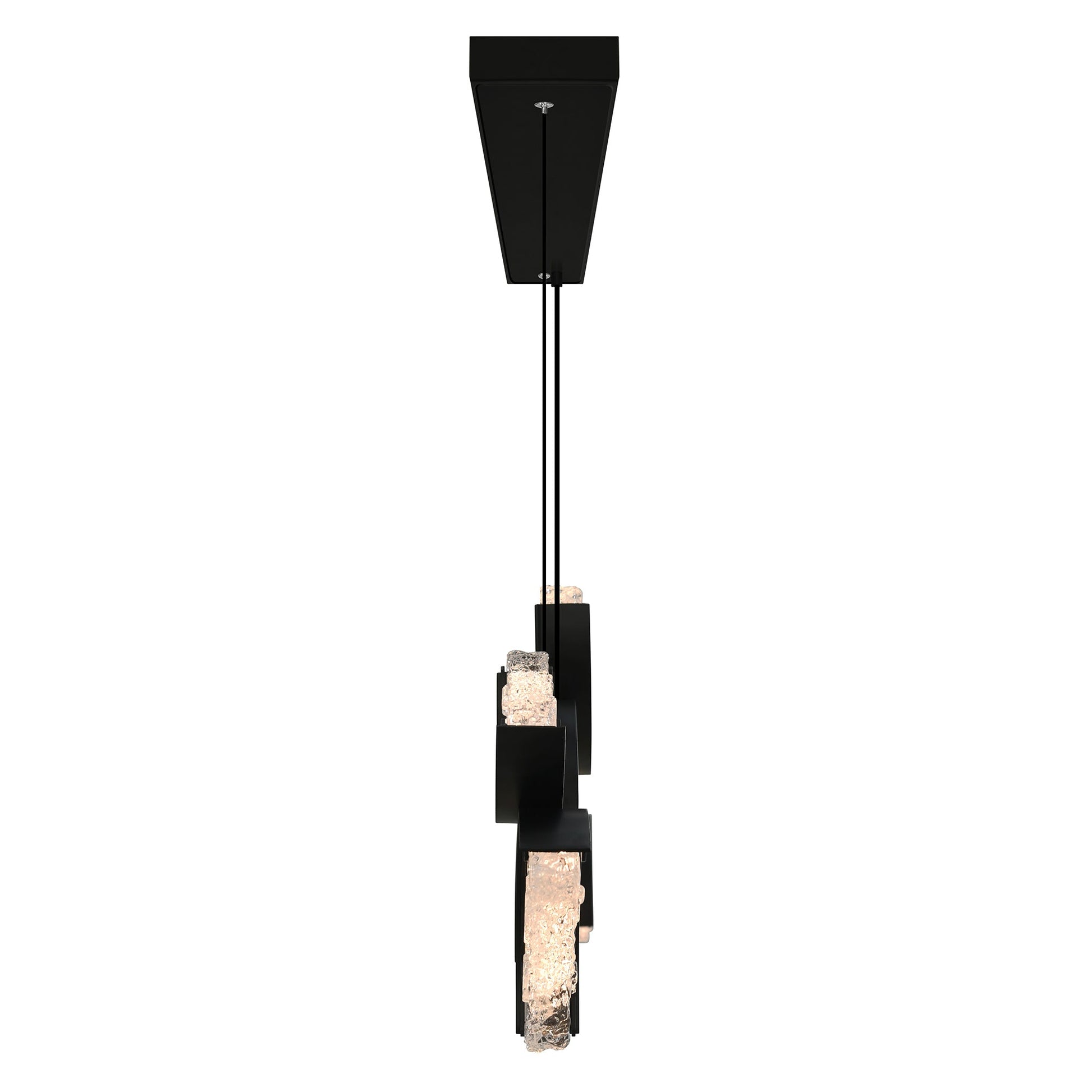 Moon Integrated LED 54in Black Chandelier with Handcrafted Glass - CWI Lighting