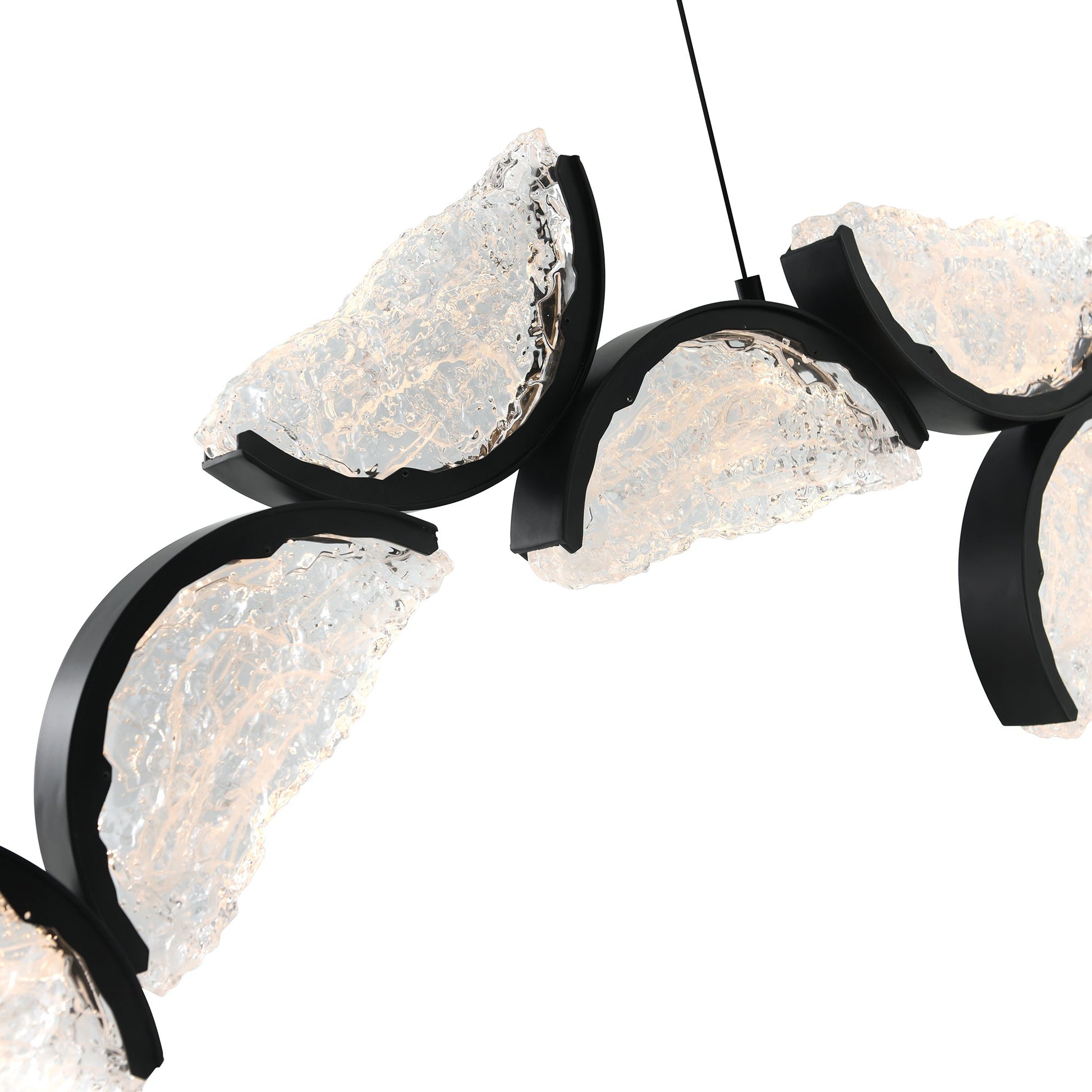 Moon Integrated LED 54in Black Chandelier with Handcrafted Glass - CWI Lighting