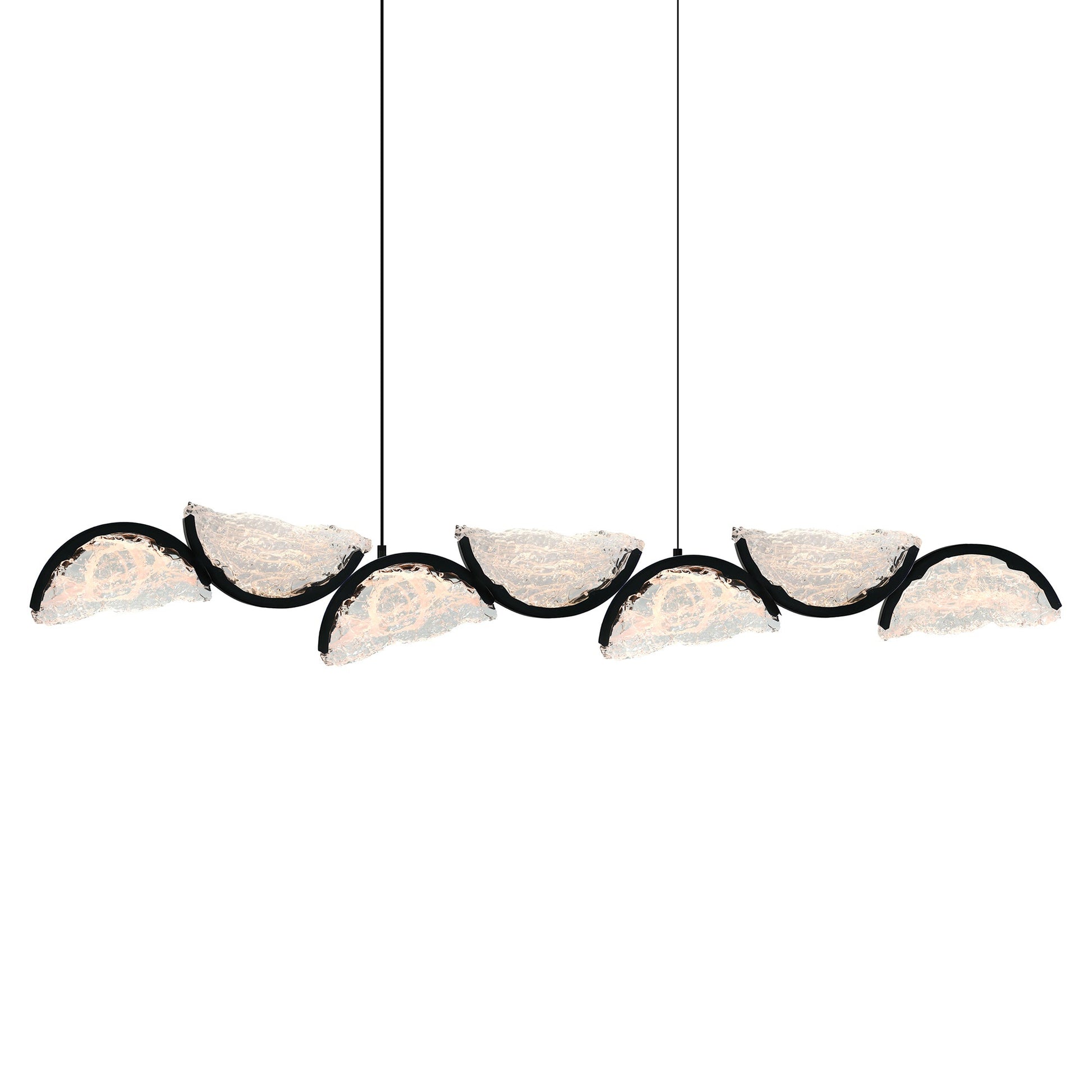 Moon Integrated LED 54in Black Chandelier with Handcrafted Glass - CWI Lighting