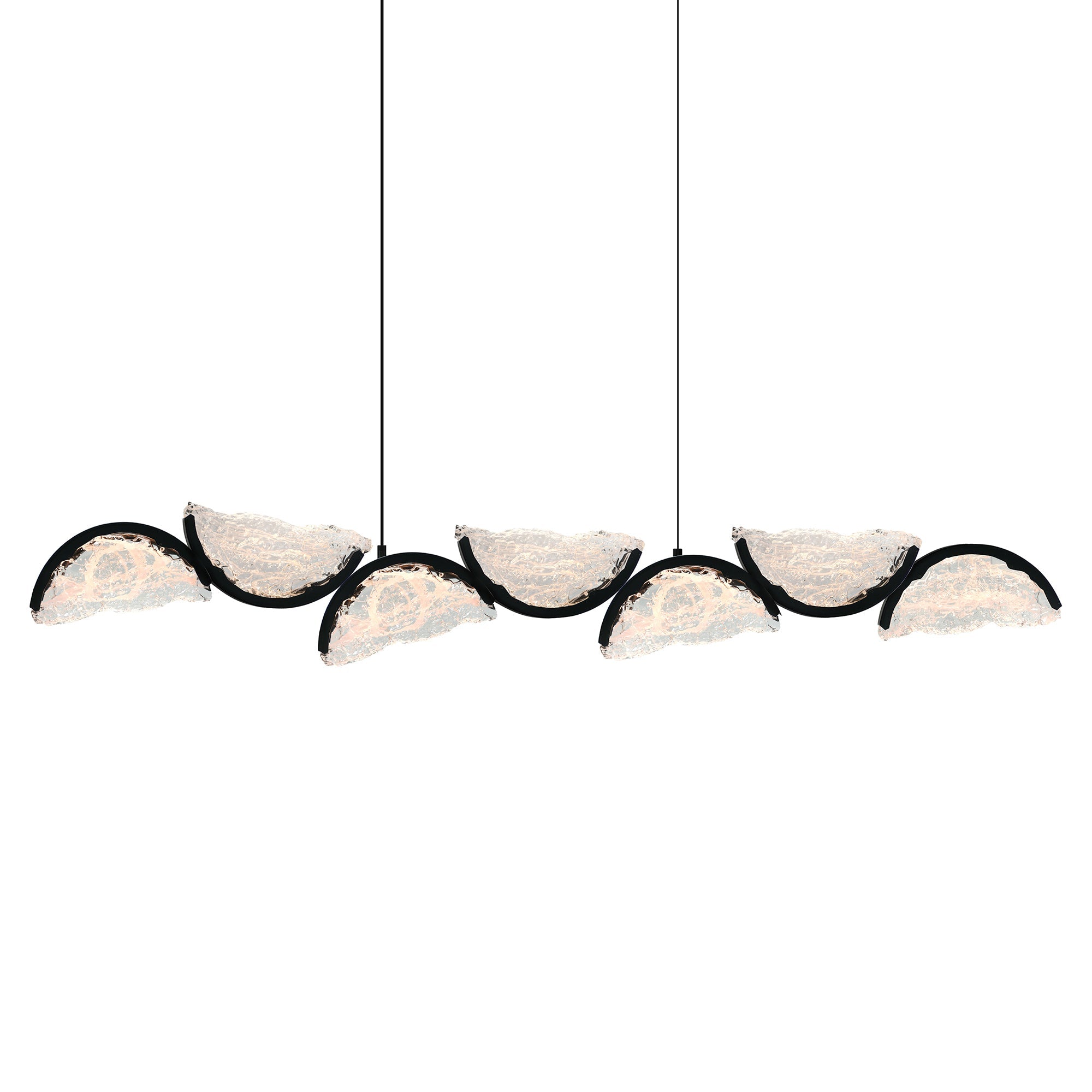 Moon Integrated LED 54in Black Chandelier with Handcrafted Glass - CWI Lighting